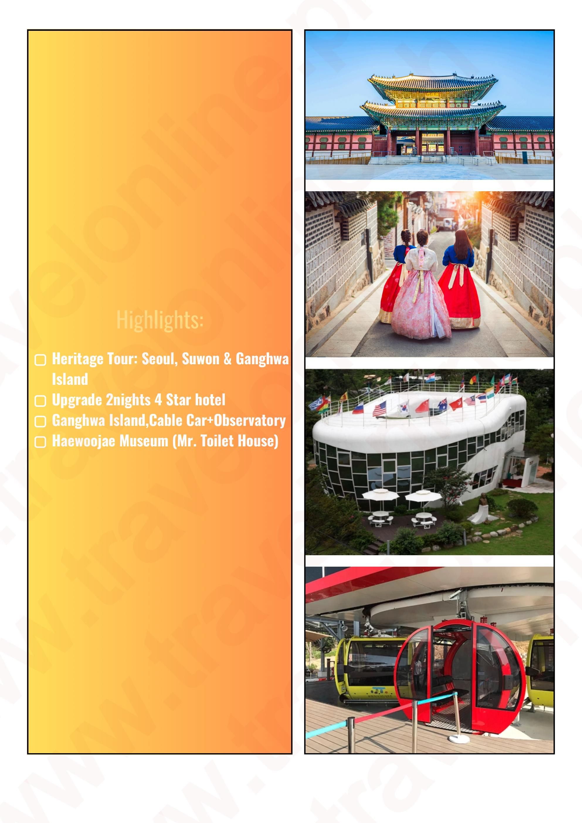 SOUTH KOREA HERITAGE TOUR 6 DAYS 4 NIGHTS ALL IN JOINER GROUP TOUR PACKAGE FROM MANILA PHILIPPINES - AS LOW AS: $685/PAX - TRAVELONLINE itinerary