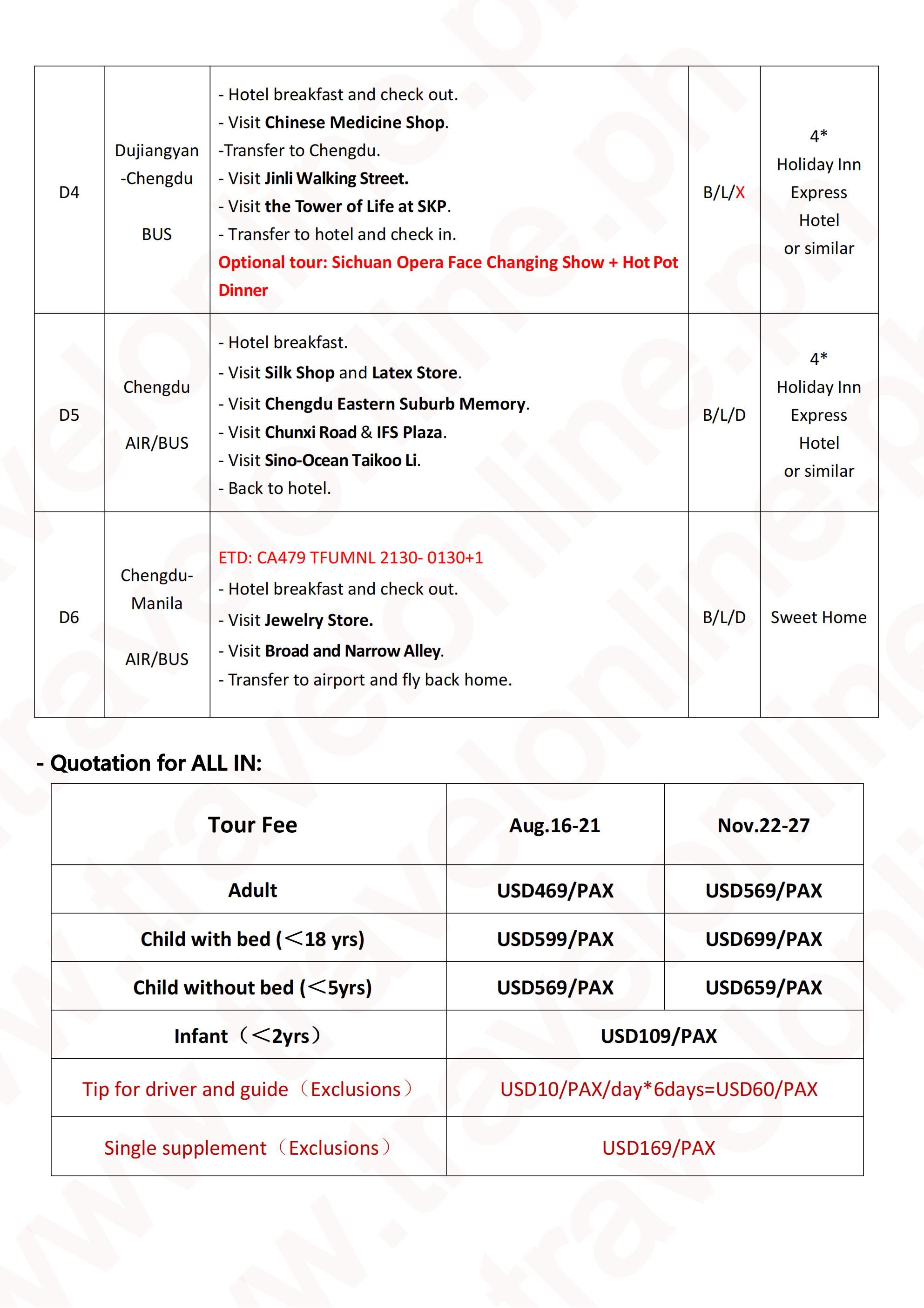 Chengdu + Dagu Glacier 6D5N (CA), TFU in TFU out: AS LOW AS $469/PAX itinerary