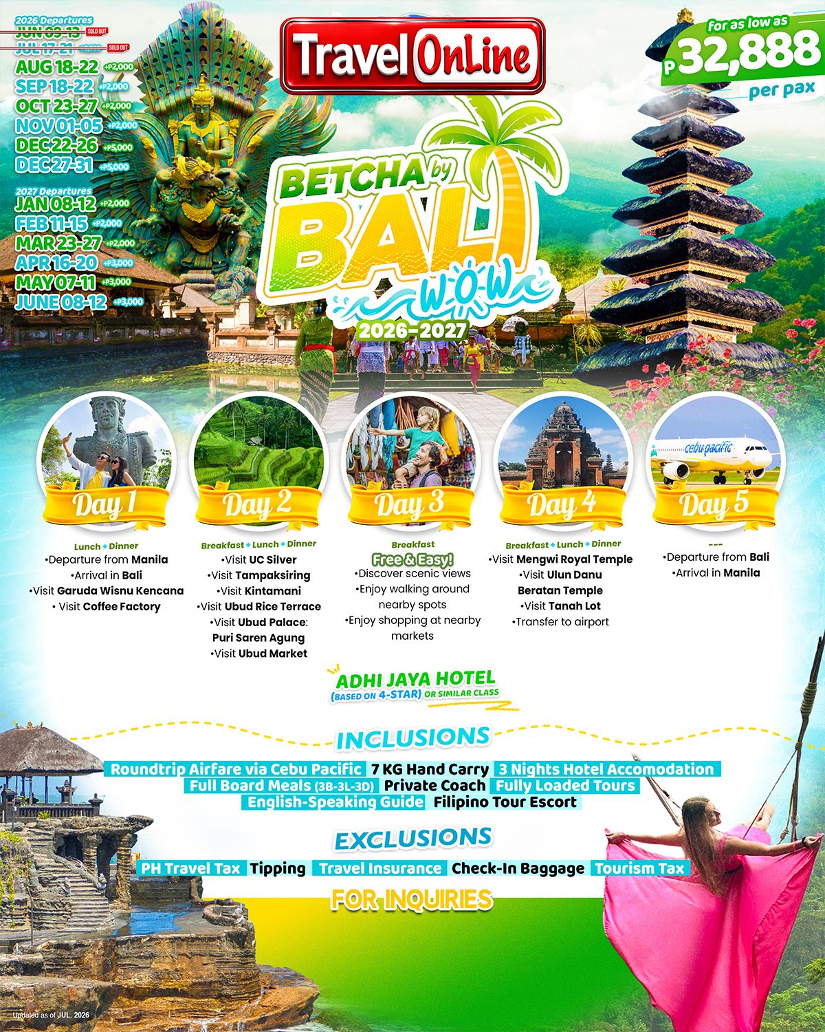 BALI (Betcha By Bali Wow 2.0) 2026 : AS LOW AS ₱32888/PAX promo image