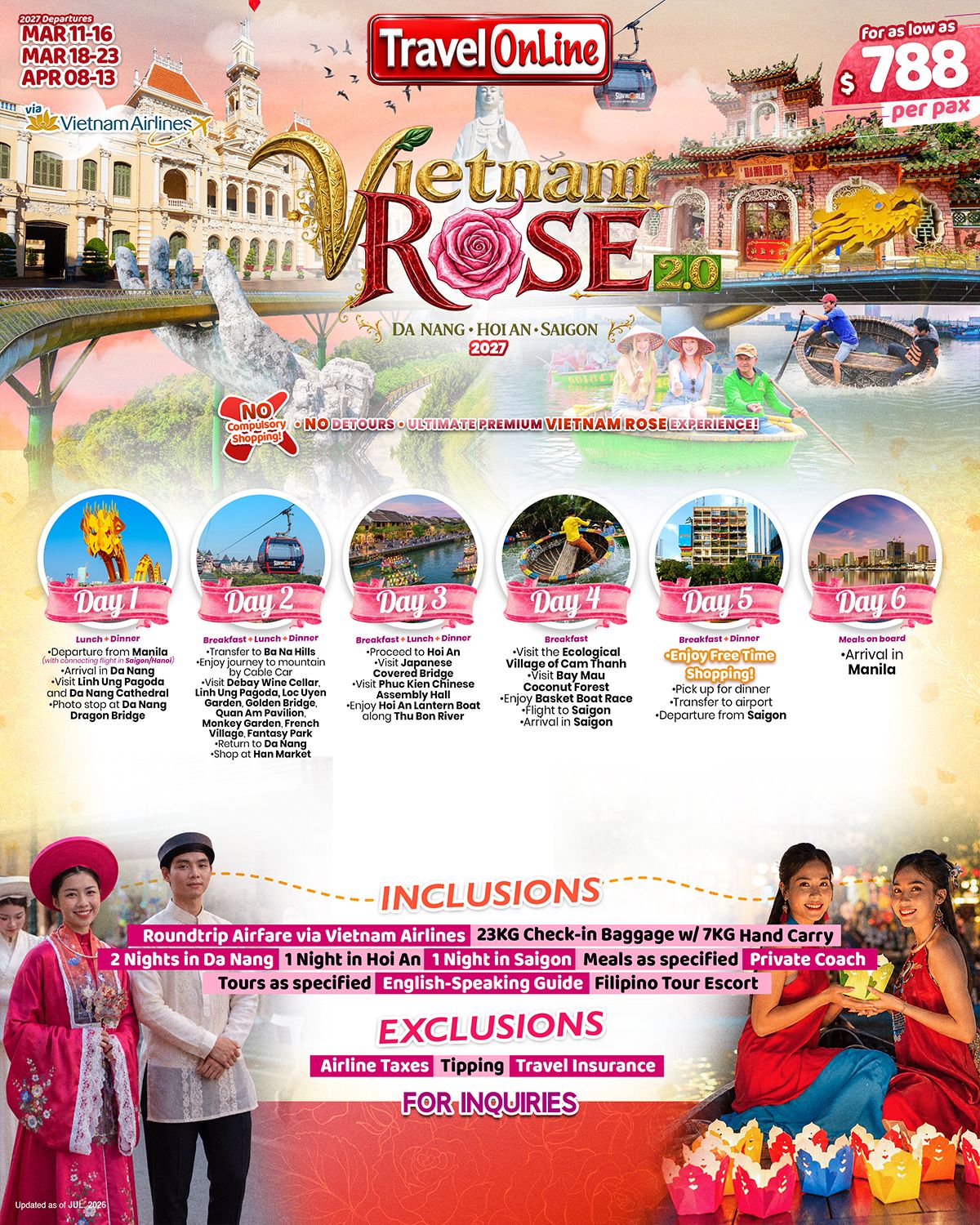 VIETNAM (Vietnam Rose 2.0) via Vietnam Airlines: AS LOW AS $788/PAX promo image