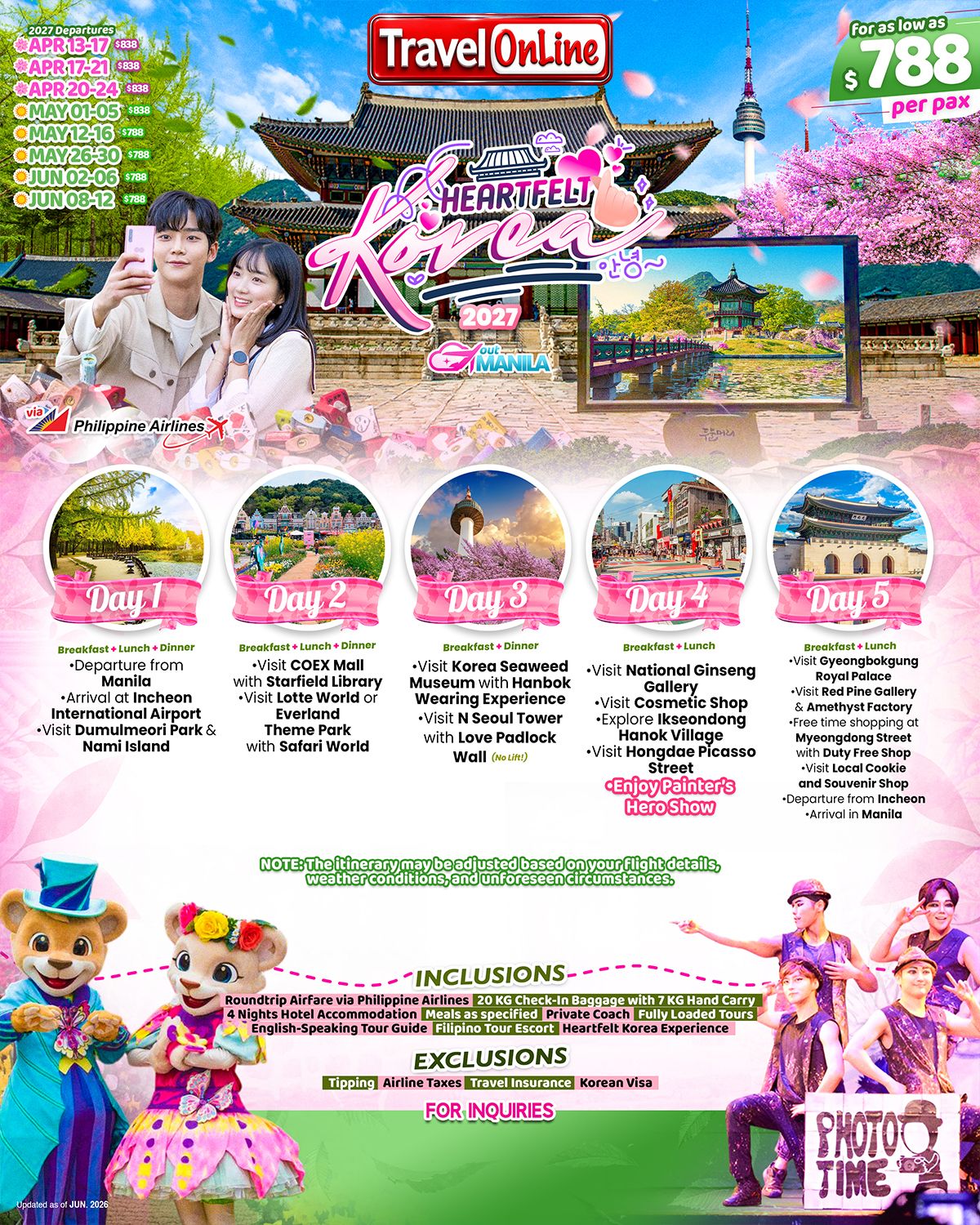 KOREA (Heartfelt Korea_via PAL) 2026: AS LOW AS $788/PAX promo image