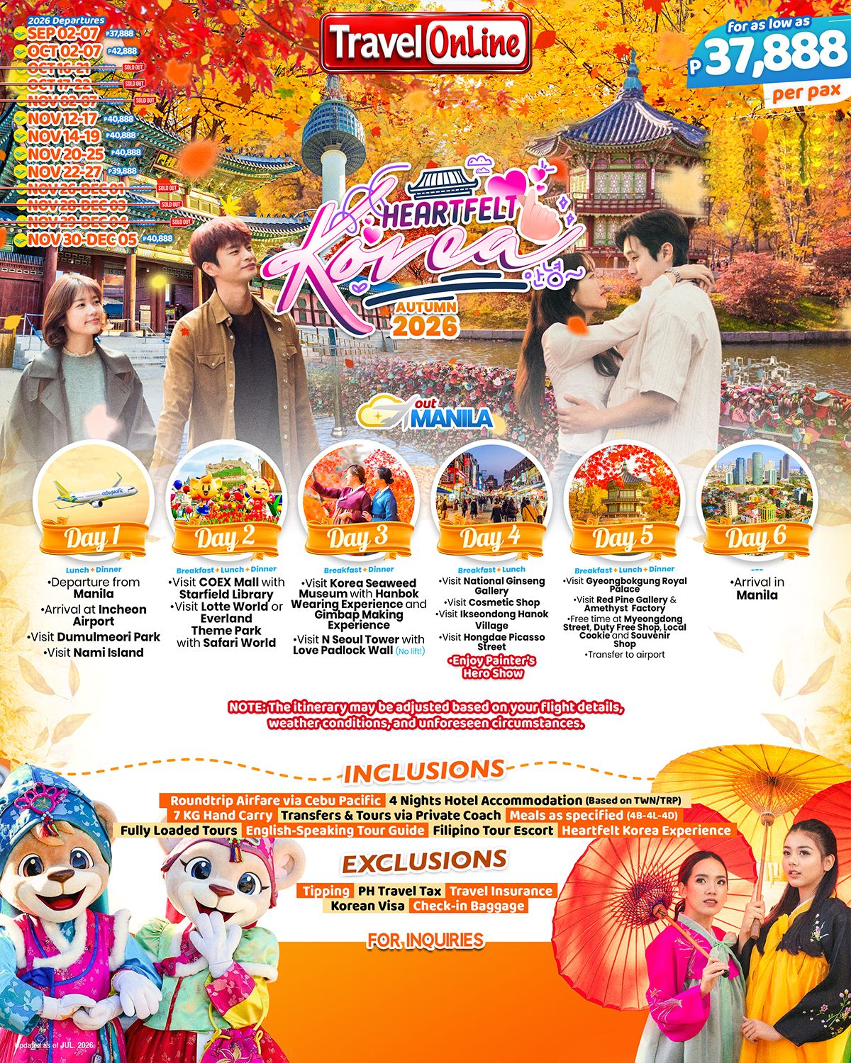 KOREA (Heartfelt Korea_Autumn) 2026: AS LOW AS ₱37888/PAX  promo image