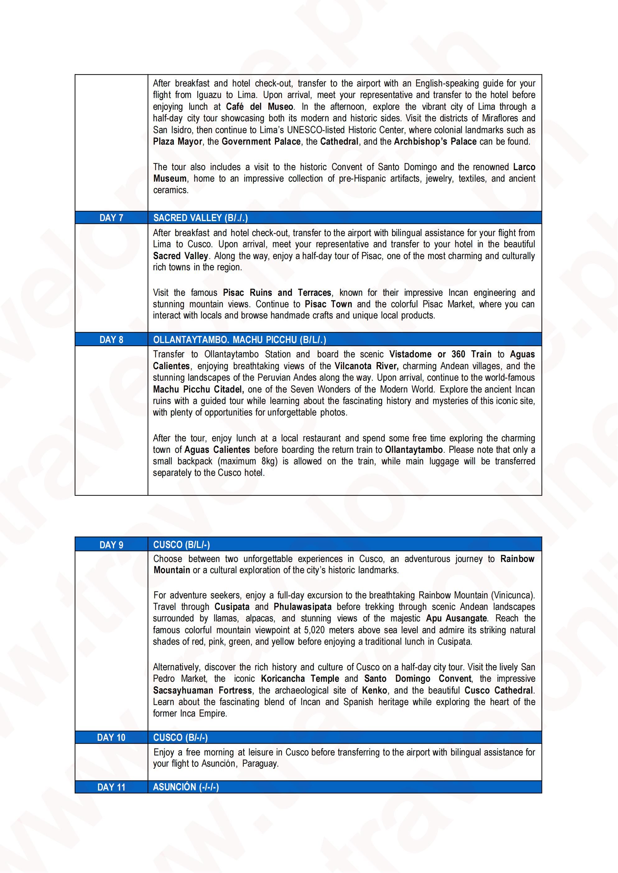 SOUTH AMERICA (Vamonos Lite) 2027: AS LOW AS $10888/PAX itinerary