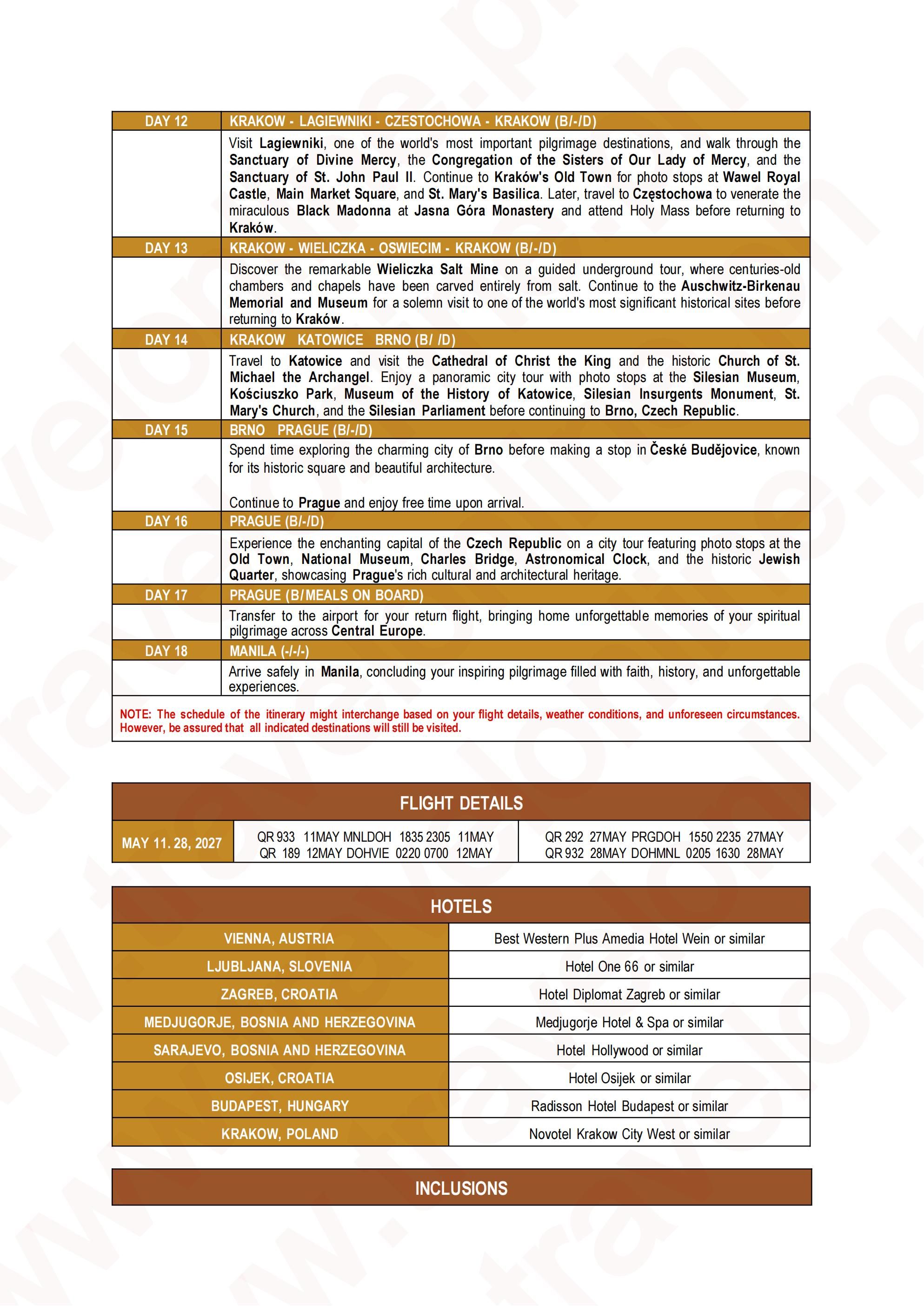 EUROPE (Eucharist) 2027: AS LOW AS $4288/PAX itinerary
