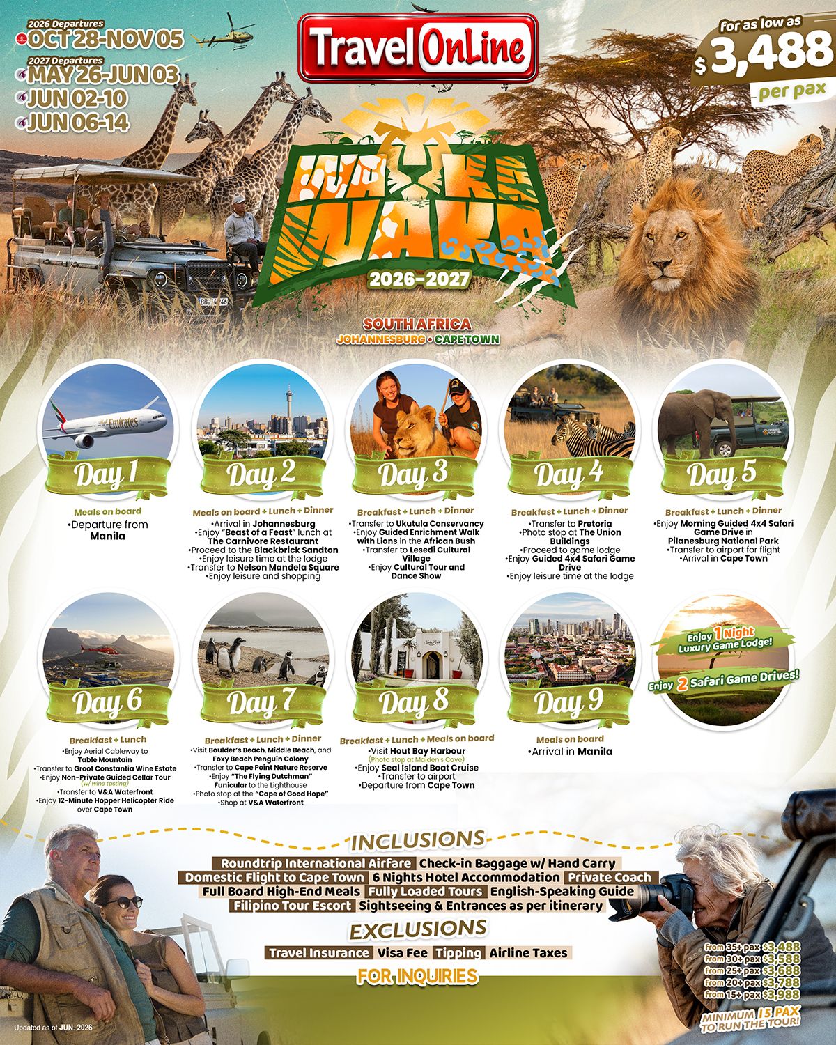 WAKA WAKA IT'S TIME FOR AFRICA RELOADED 2026: AS LOW AS $3488/PAX promo image