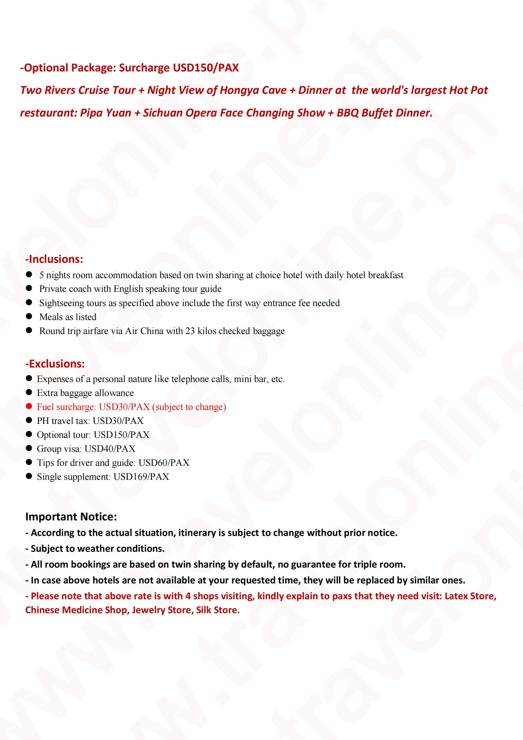Chongqing+Chengdu 6D5N (CA), 2026 -TFU in TFU out: AS LOW AS $329/PAX itinerary