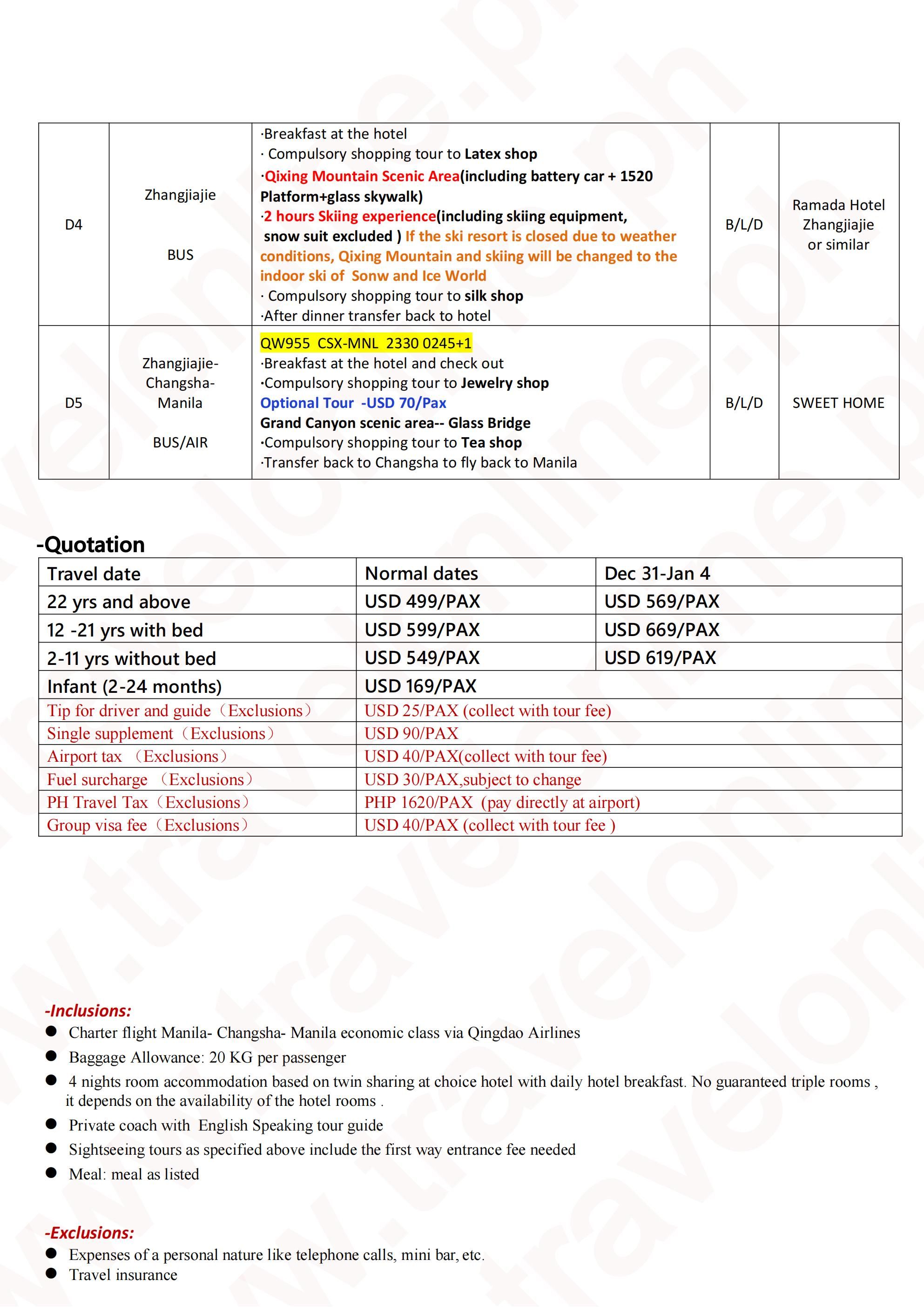 Charter Flight Avatar Skiing 5D4N Tour 2027: AS LOW AS $499/PAX itinerary