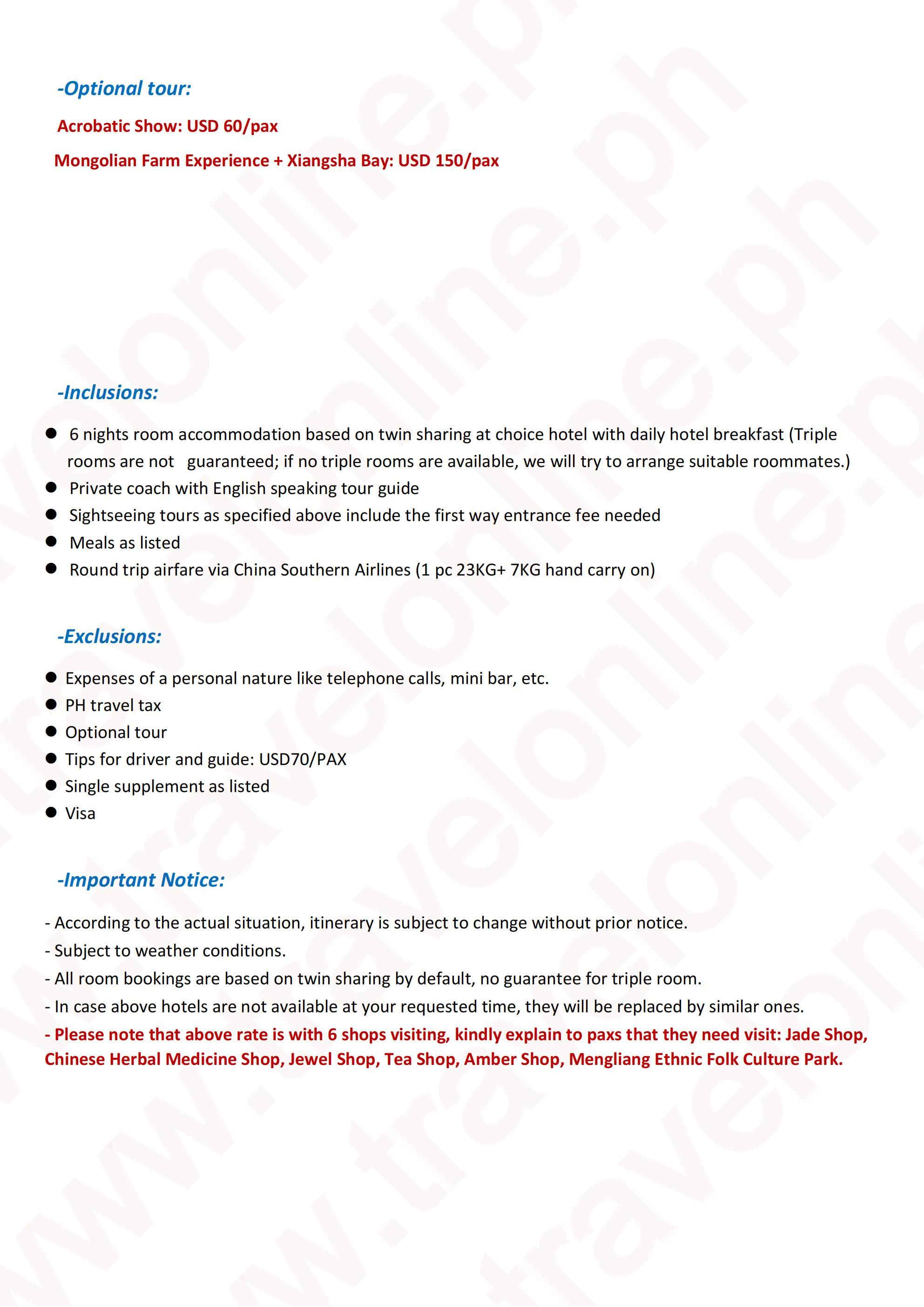 Beijing-Inner Mongolia 7D6N Tour, 2026: AS LOW AS $799/PAX itinerary
