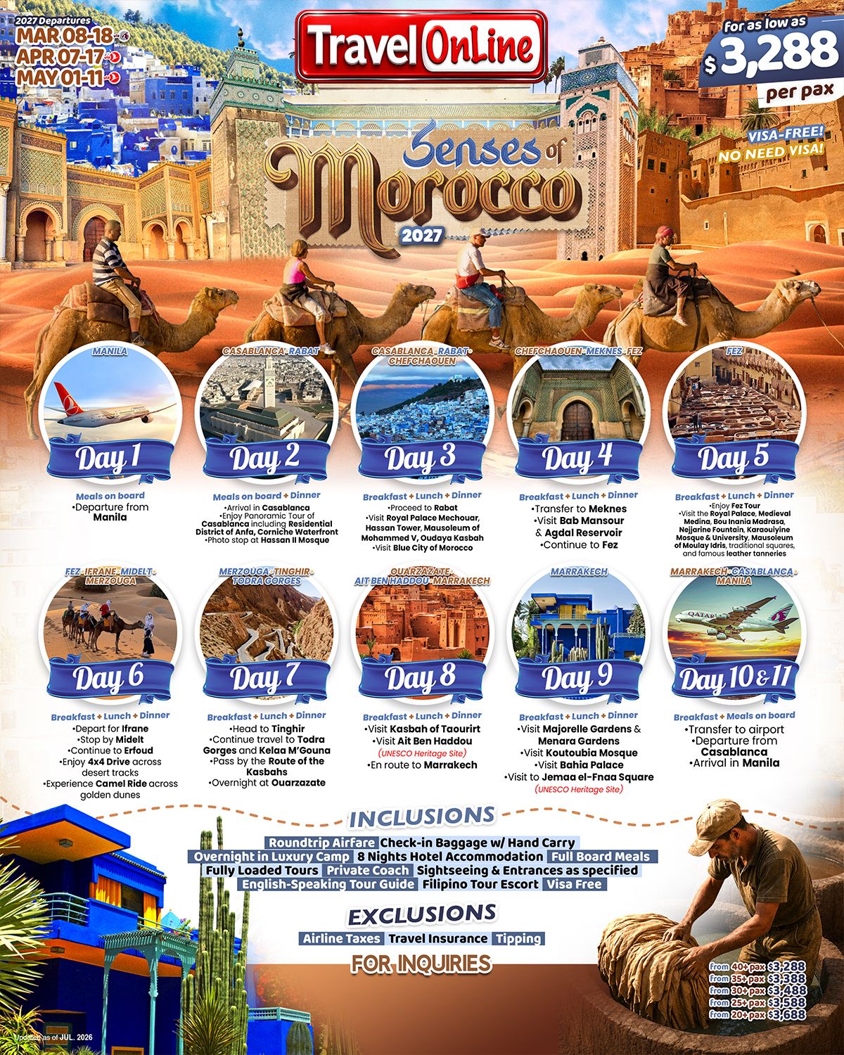 MOROCCO (Senses of Morocco) 2027: AS LOW AS $3288/PAX promo image