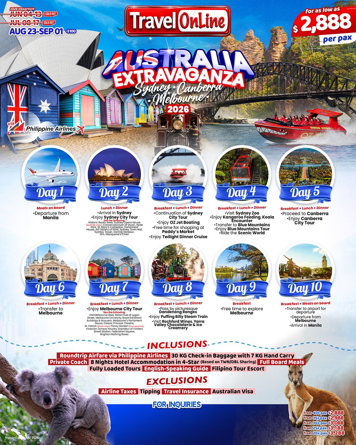 AUSTRALIA EXTRAVAGANZA(SYDNEY-CANBERRA-MELBOURNE) 2026: AS LOW AS  $2988/PAX promo image