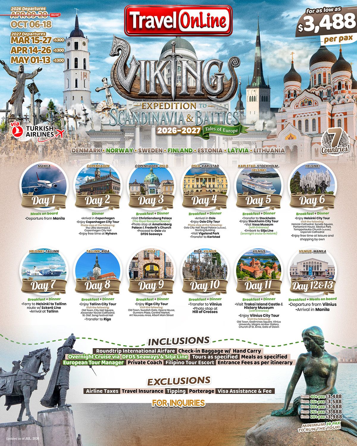 VIKINGS Expedition to Scandinavia and Baltics 2026 TALES OF EUROPE : AS LOW AS $3488/PAX promo image