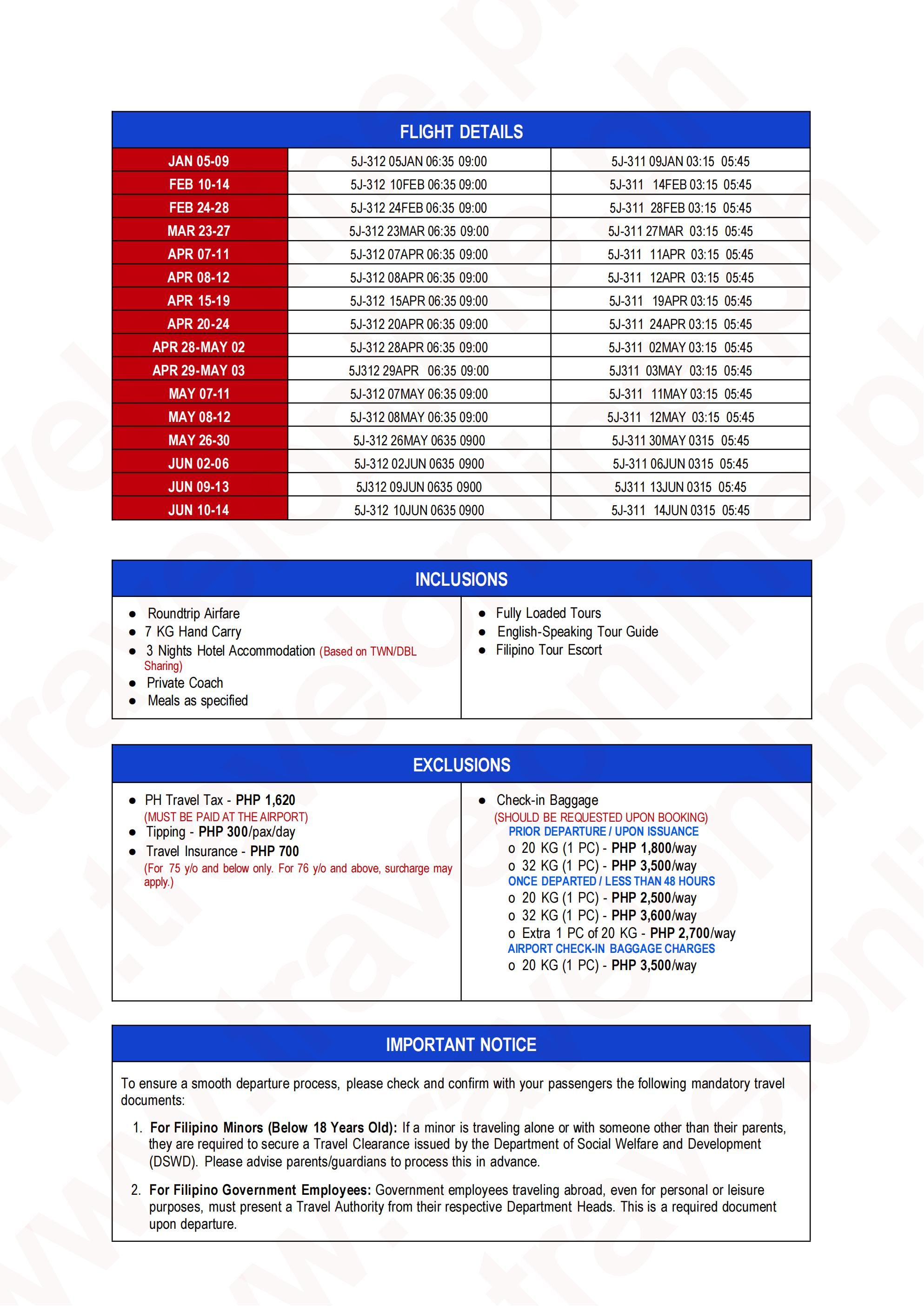 TAIWAN (Unforgettable Taiwan The Golden Road) 2027 : AS LOW AS ₱32888/PAX itinerary