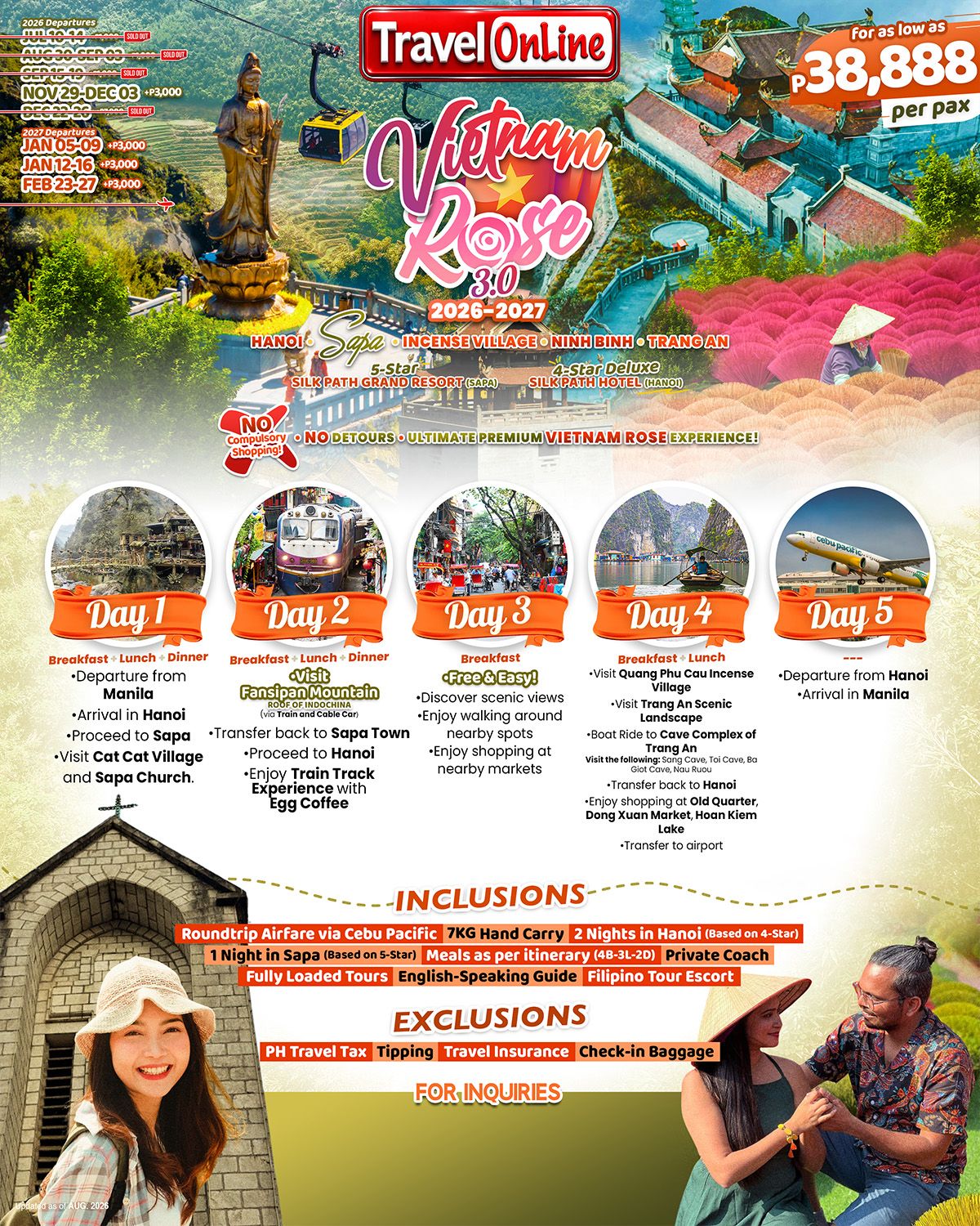 Vietnam Rose 3.0-5D4N 2026-2027 : AS LOW AS ₱38888/PAX promo image