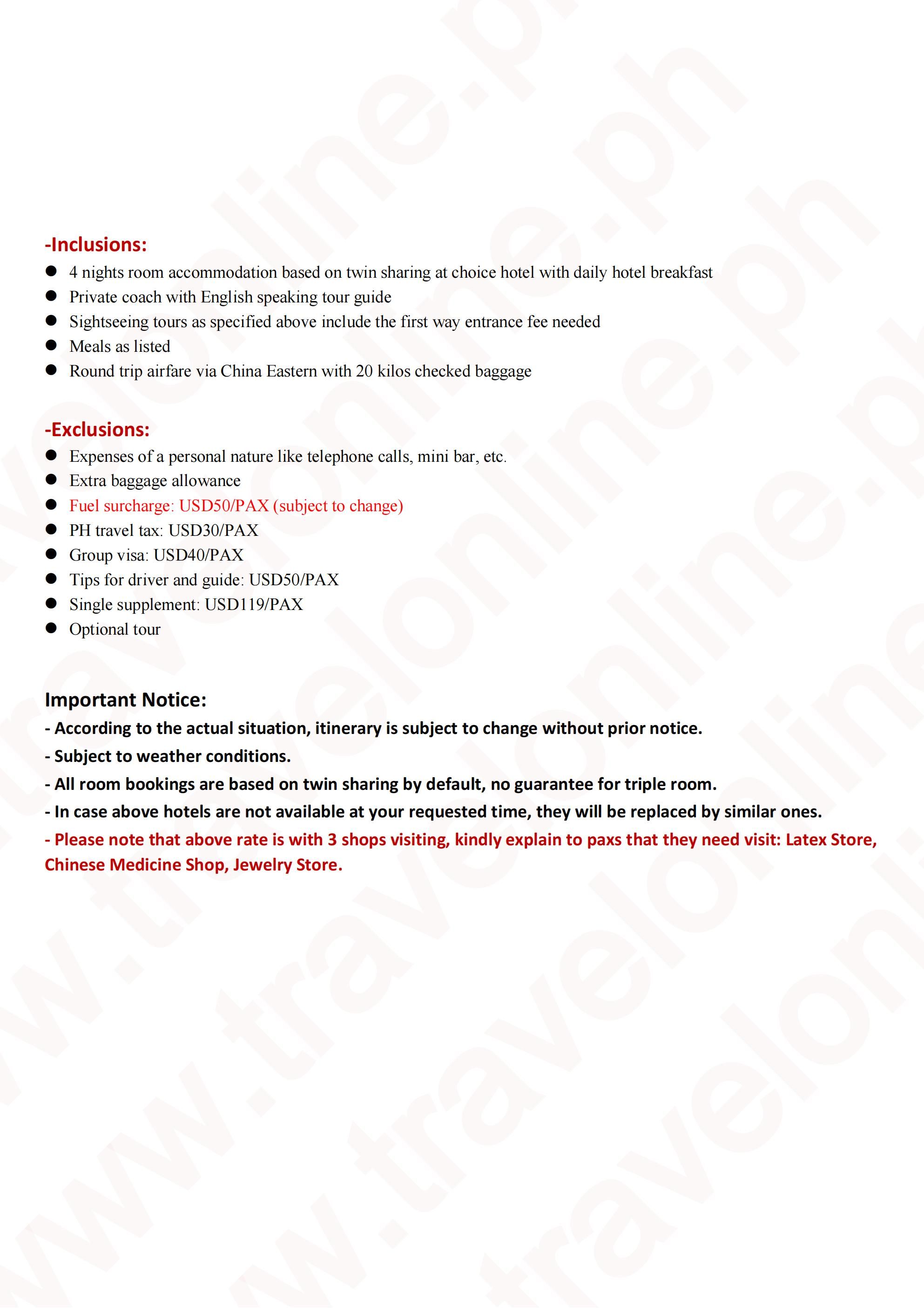Shanghai+Chongqing 5D4N (MU), out Cebu: AS LOW AS $599/PAX itinerary