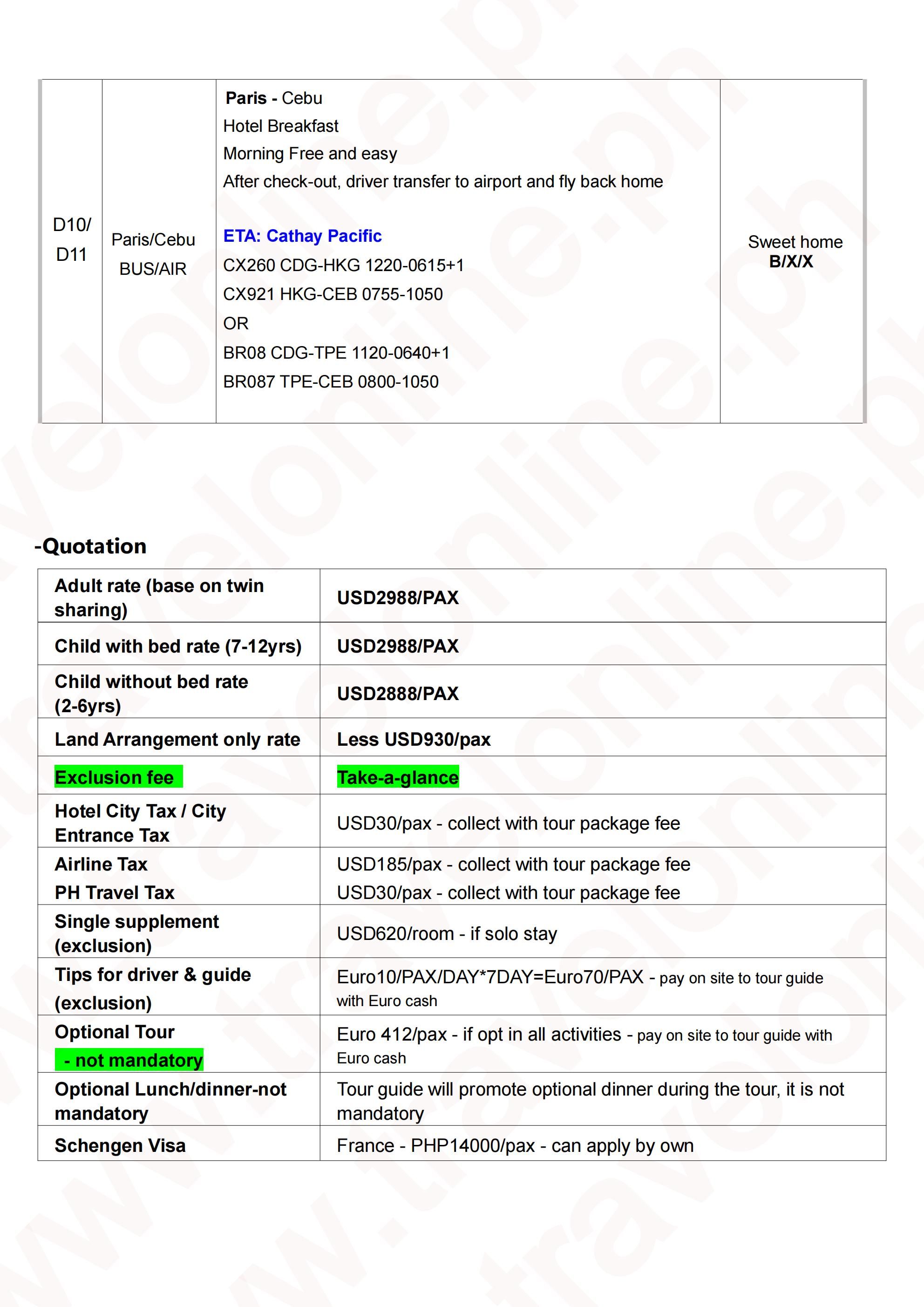 (Easy to Go) West Europe (Via HK/TPE) 11D9N Tour (5-in-1),2026 Out Cebu: AS LOW AS $2988/PAX itinerary