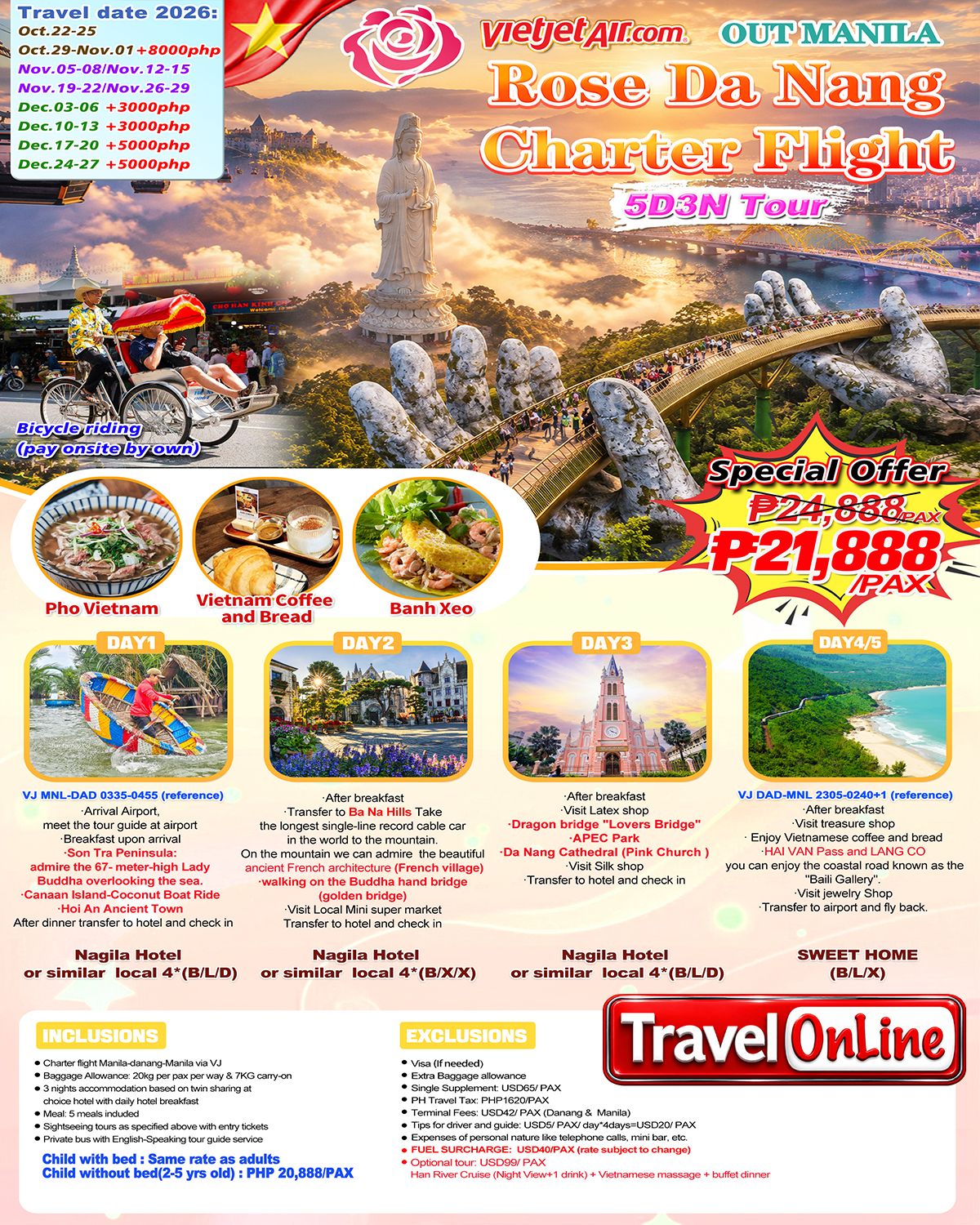 MNL-Charter Flight Rose Danang 5D3N tour, 2026B: AS LOW AS ₱21888/PAX promo image