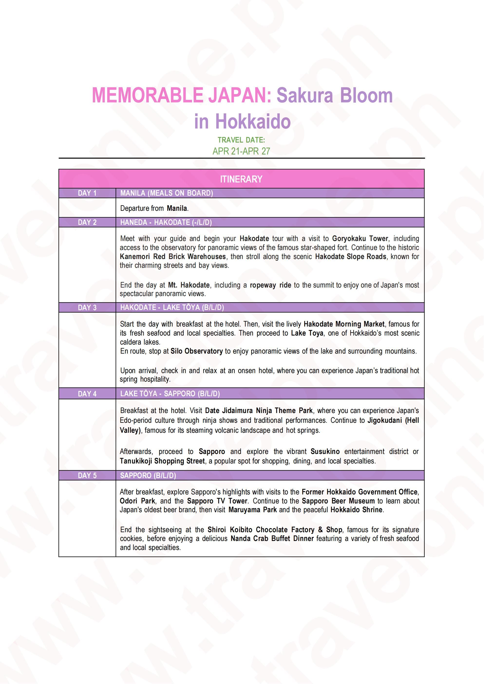 JAPAN (Memorable Japan_Sakura) 2027: AS LOW AS $2088/PAX itinerary