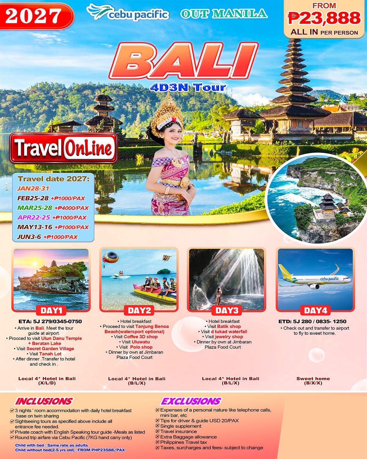 BALI 4D3N,2026-2027: AS LOW AS ₱23888/PAX promo image