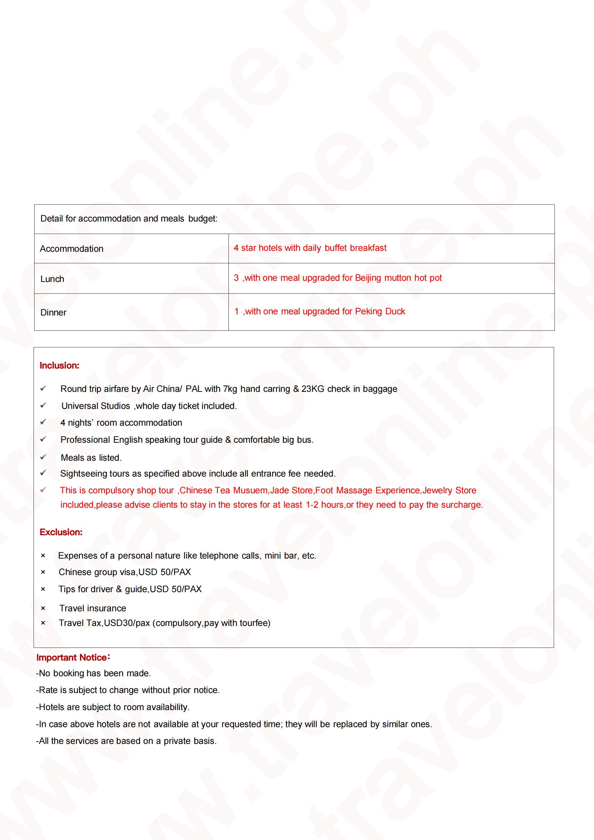 Beijing+Universal Studios 5D4N: AS LOW AS $569/PAX itinerary