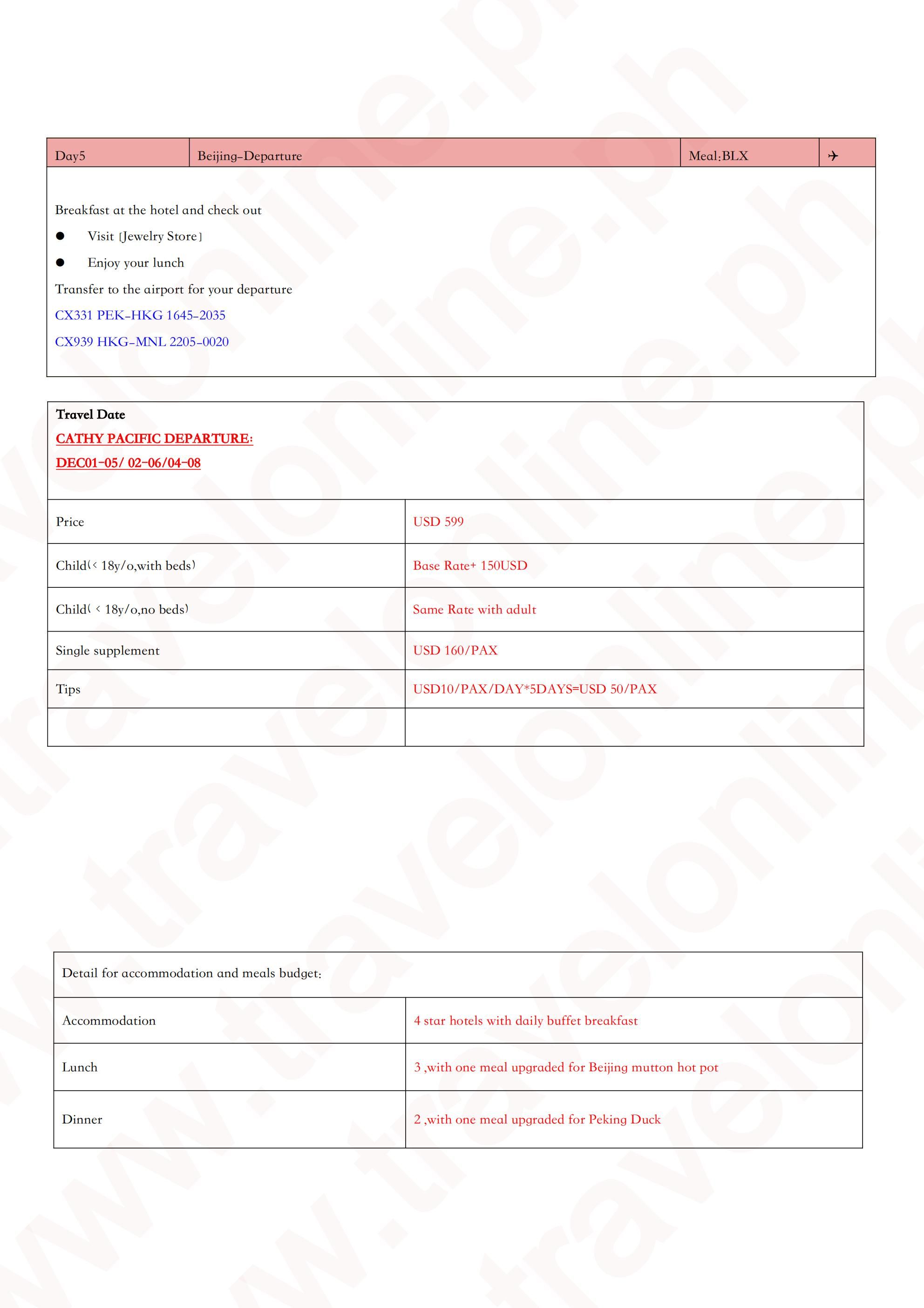 Beijing+Skiing+Universal Studios 5D4N: AS LOW AS $599/PAX itinerary