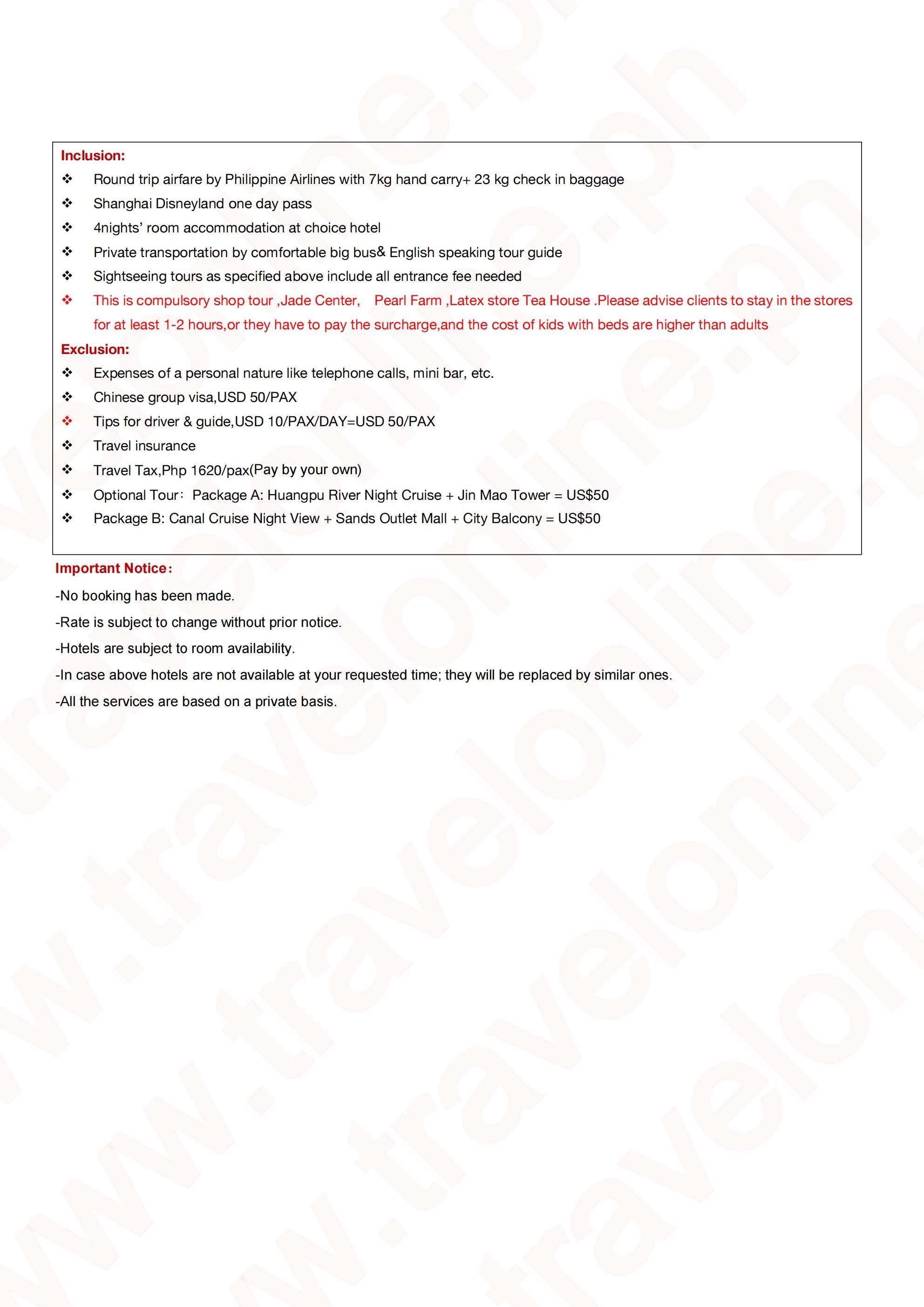 Shanghai Disneyland +Hangzhou-Mini Kyoto 5D4N Package: AS LOW AS $549/PAX itinerary