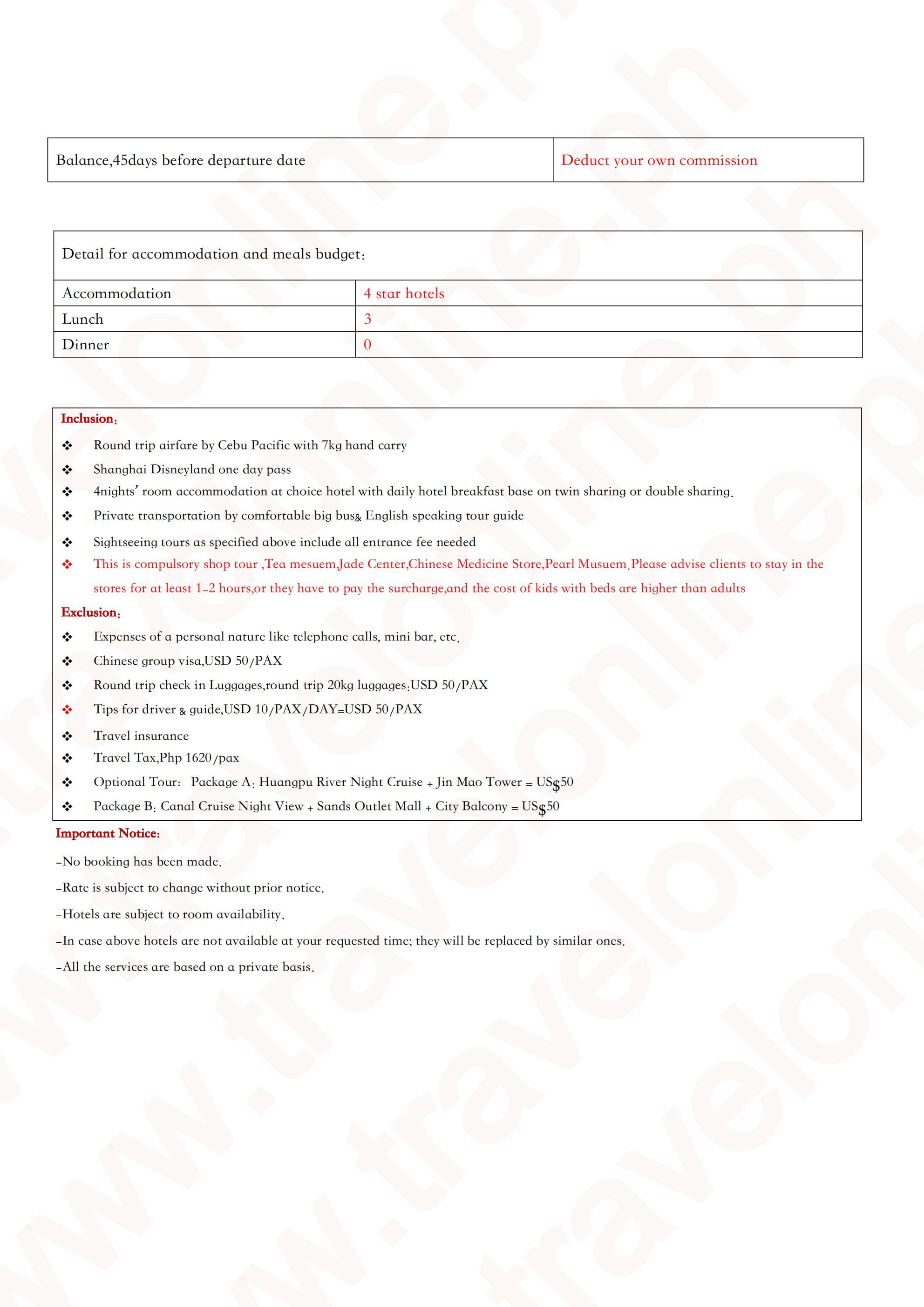 Shanghai+Disneyland+Hangzhou Mini Kyoto 6D4N Package: AS LOW AS $399/PAX itinerary