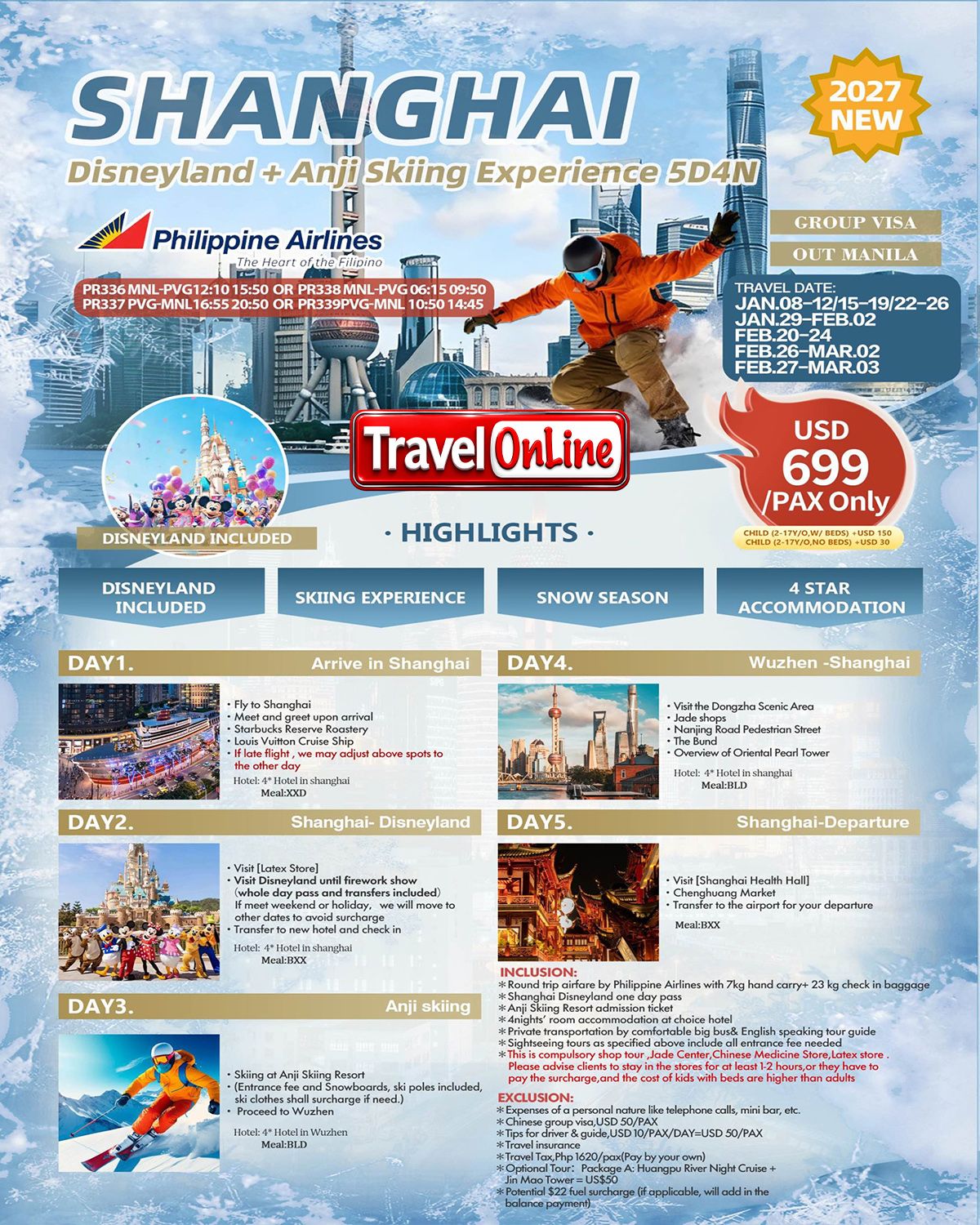 Shanghai Disneyland +Anji Skiing 5D4N Package: AS LOW AS $699/PAX promo image