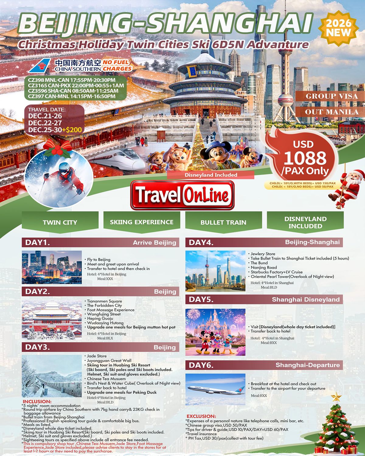 Beijing-Shanghai-Skiing-Disney 6D5N: AS LOW AS $1088/PAX promo image