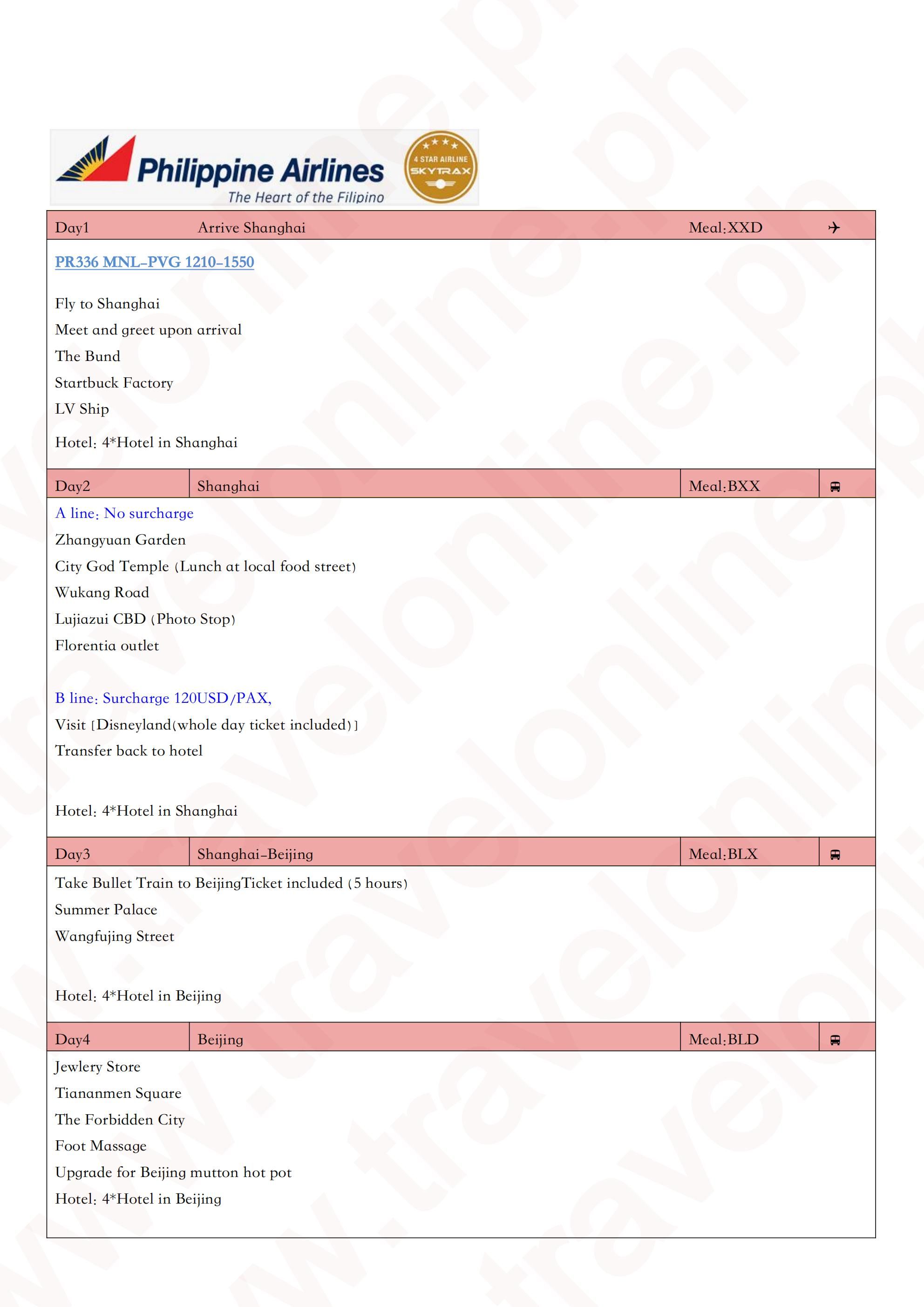 Shanghai-Beijing Skiing 6D5N: AS LOW AS $799/PAX itinerary