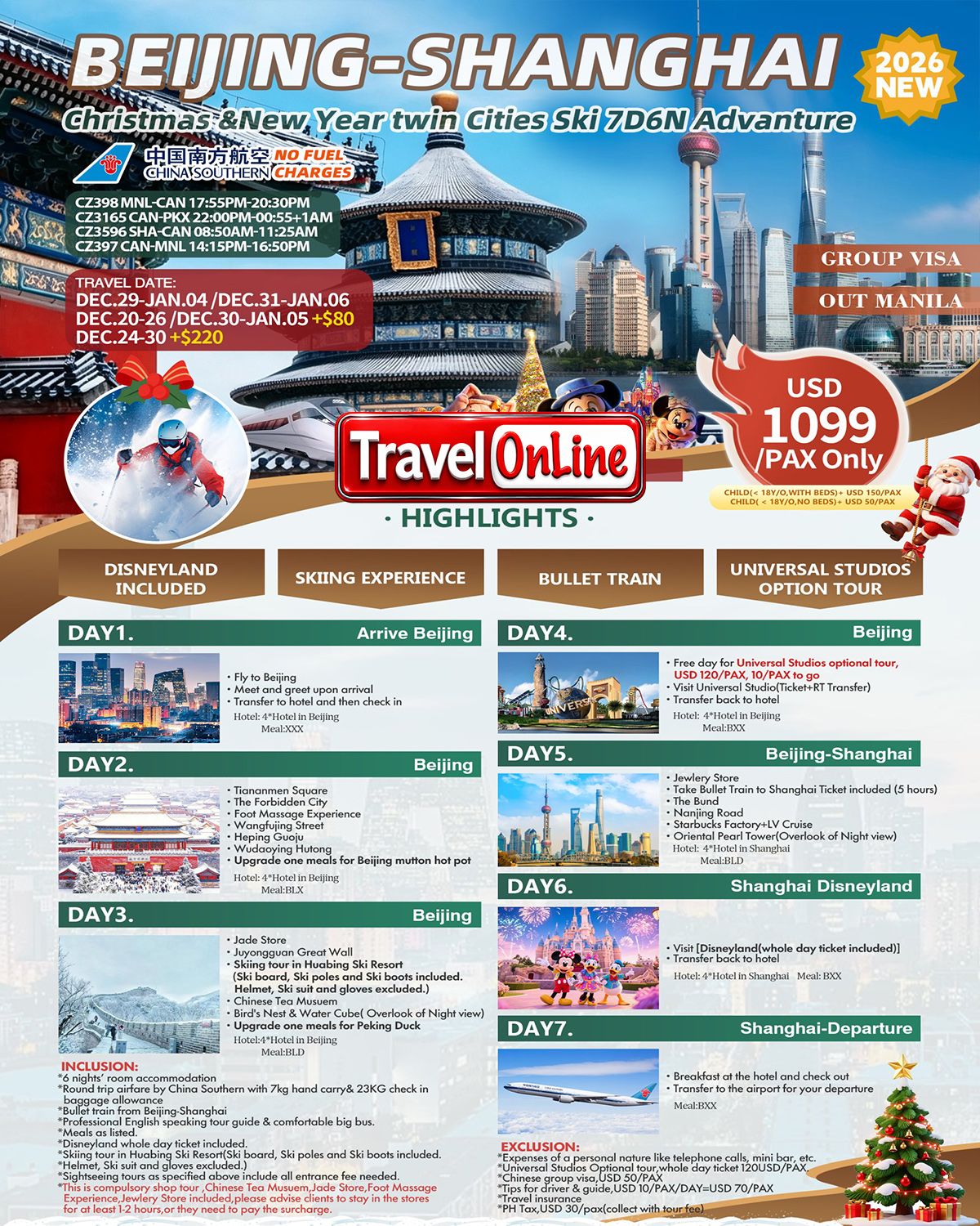 Beijing-Shanghai-Skiing-Disney 7D6N: AS LOW AS $1099/PAX promo image