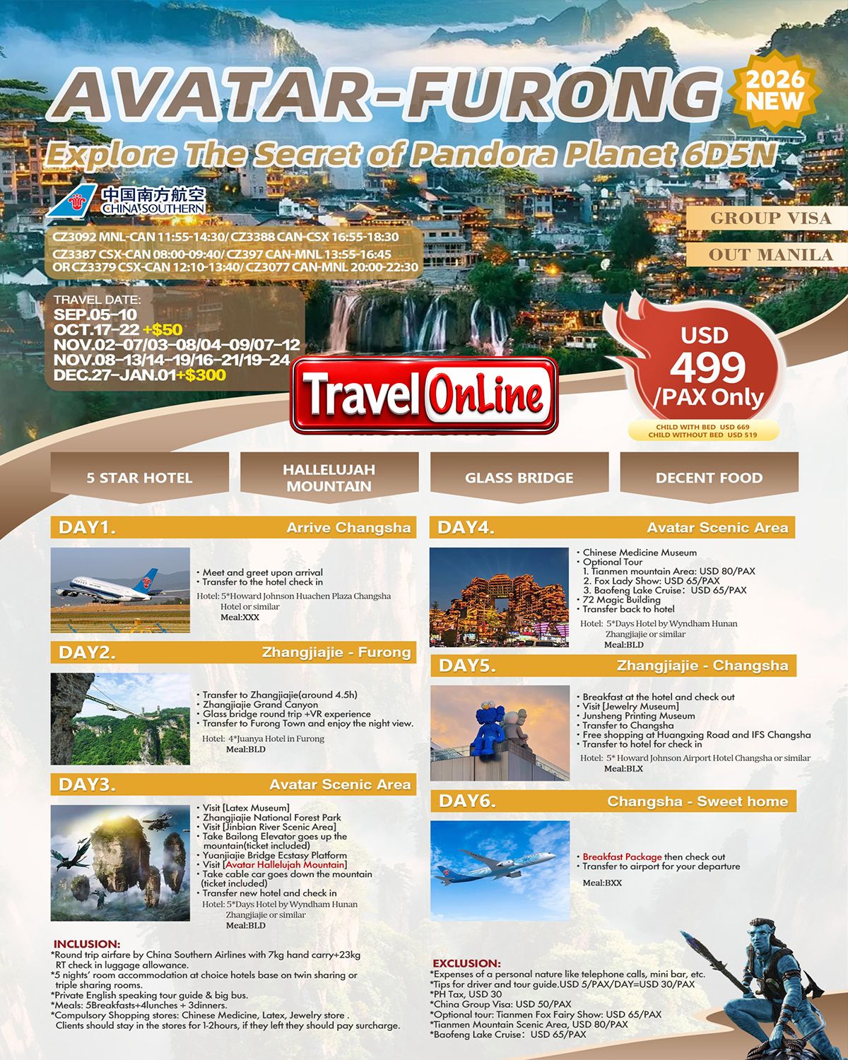 Avatar-Furong 6D5N: AS LOW AS $499/PAX promo image