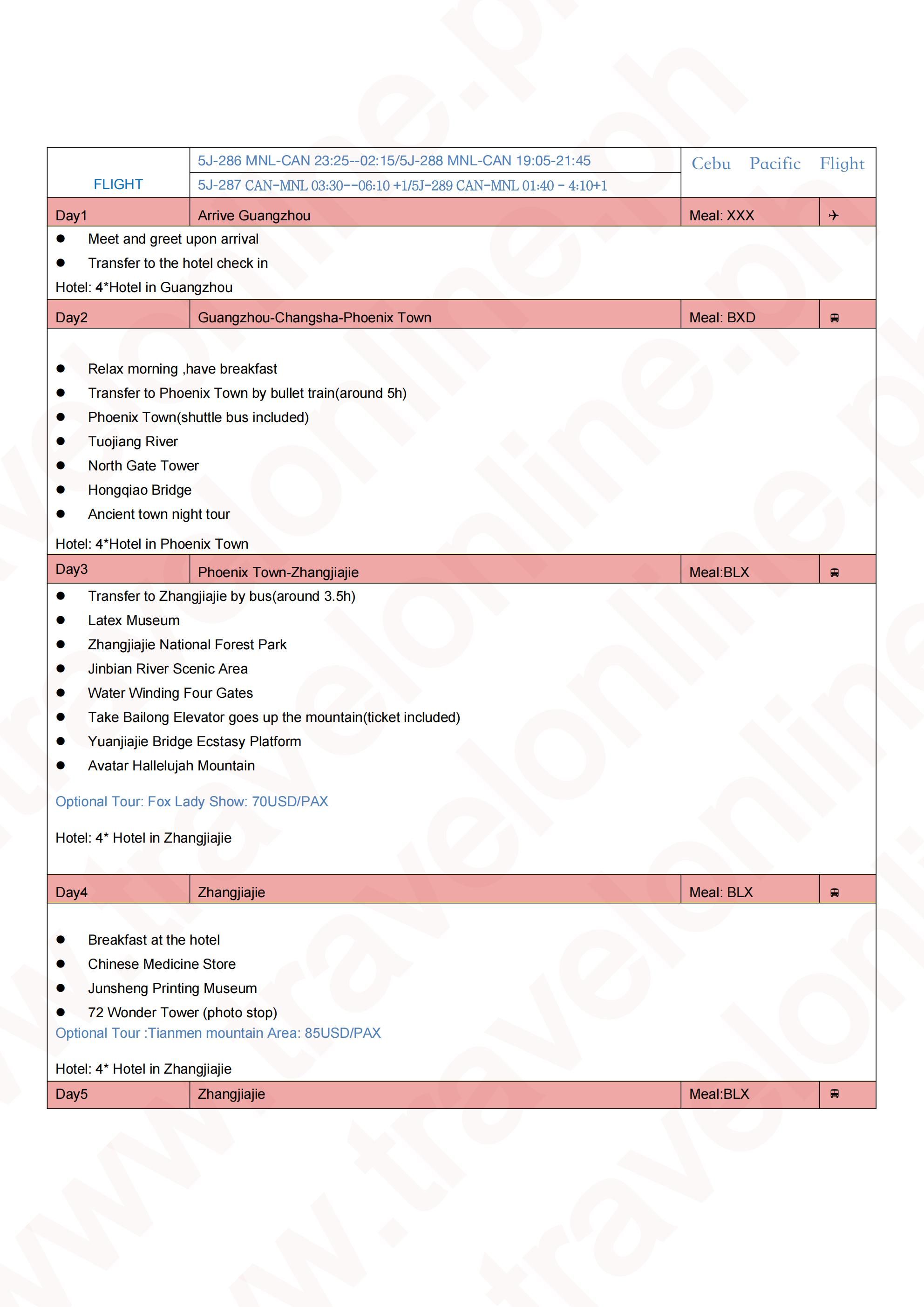 Avatar-Phoenix Town in Winter 7D6N: AS LOW AS $499/PAX itinerary