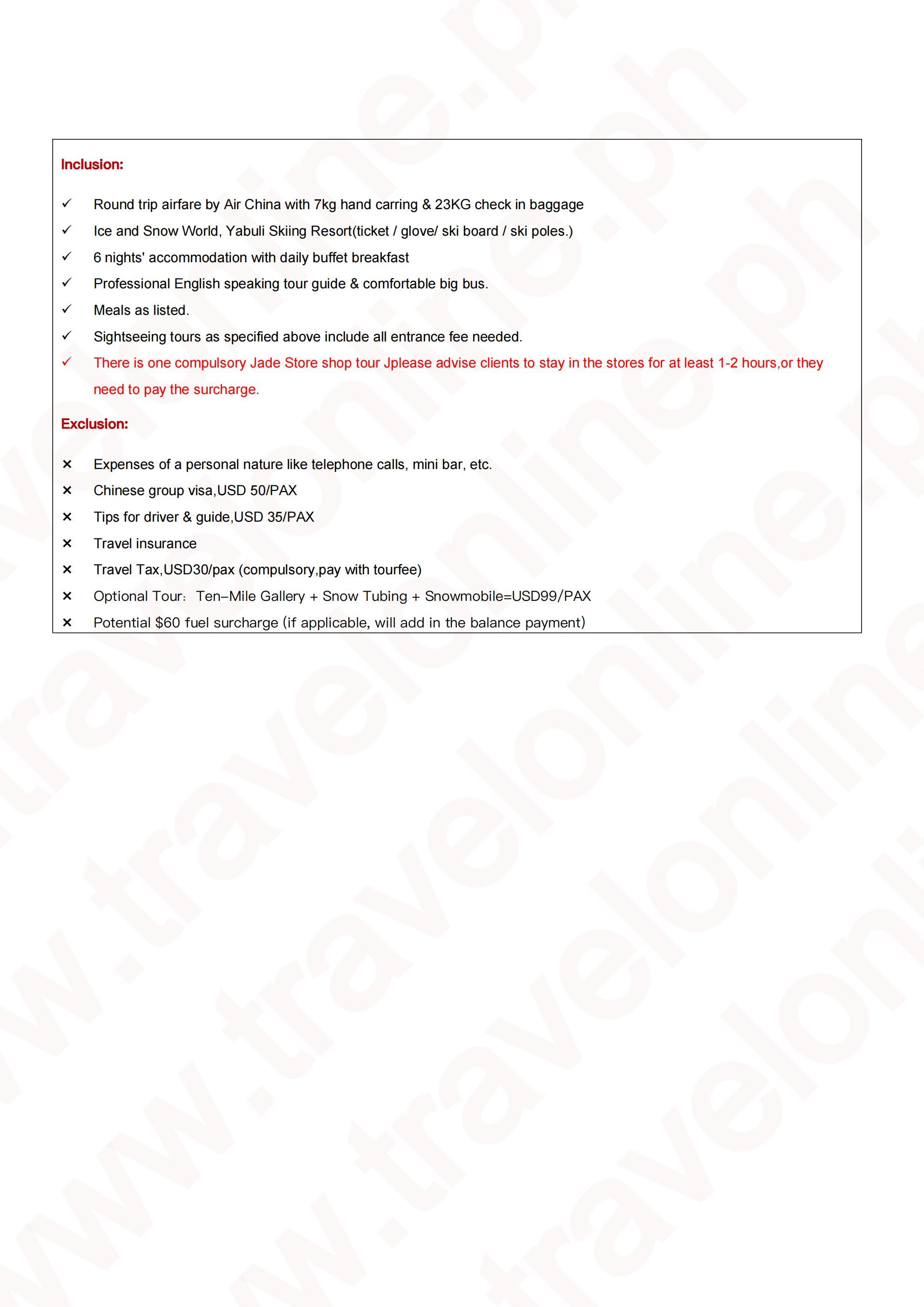 Harbin-Beijing Ice and Snow World 7D6N Tour: AS LOW AS $1299/PAX itinerary