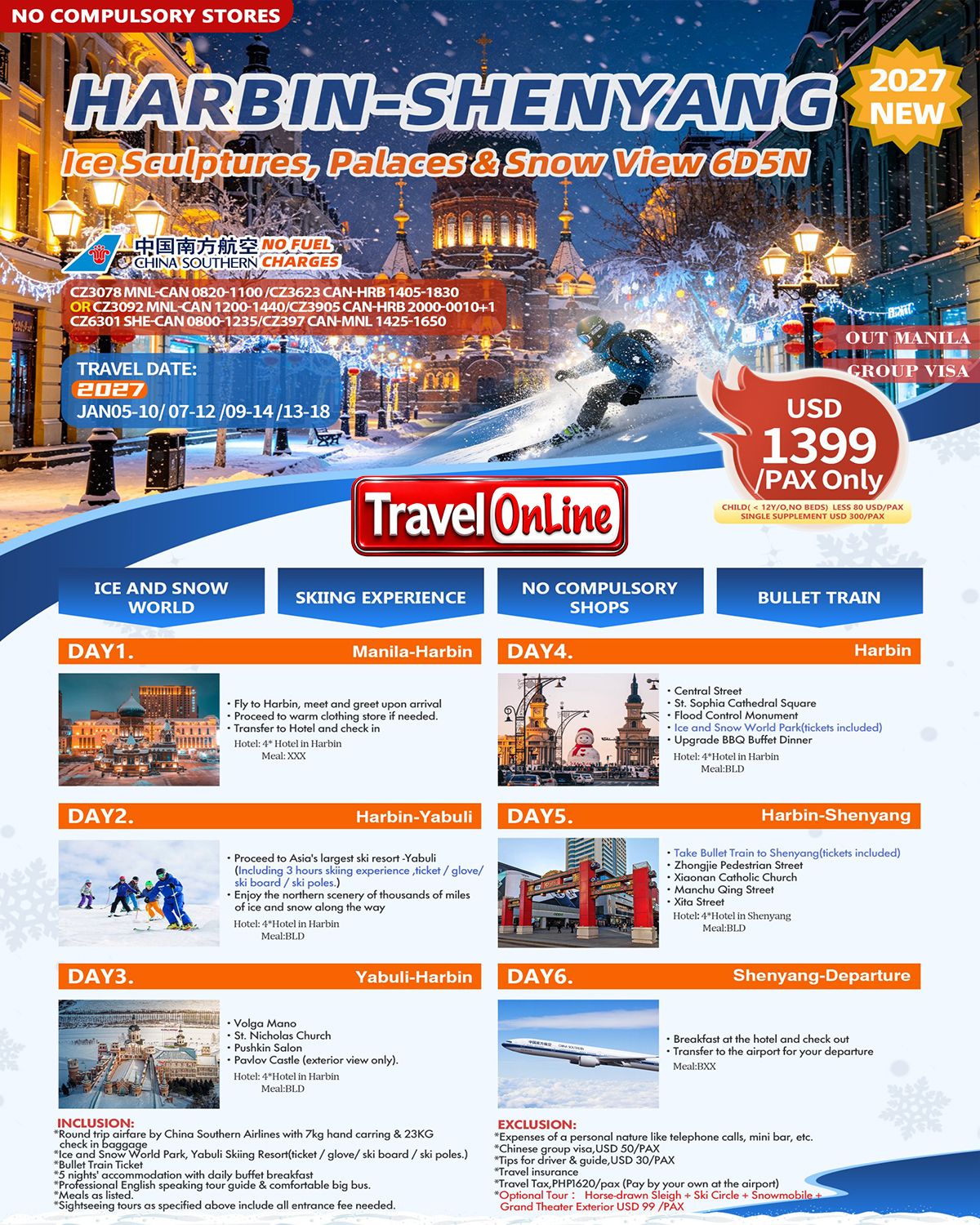 Harbin-Shenyang-Skiing 6D5N: AS LOW AS $1399/PAX promo image