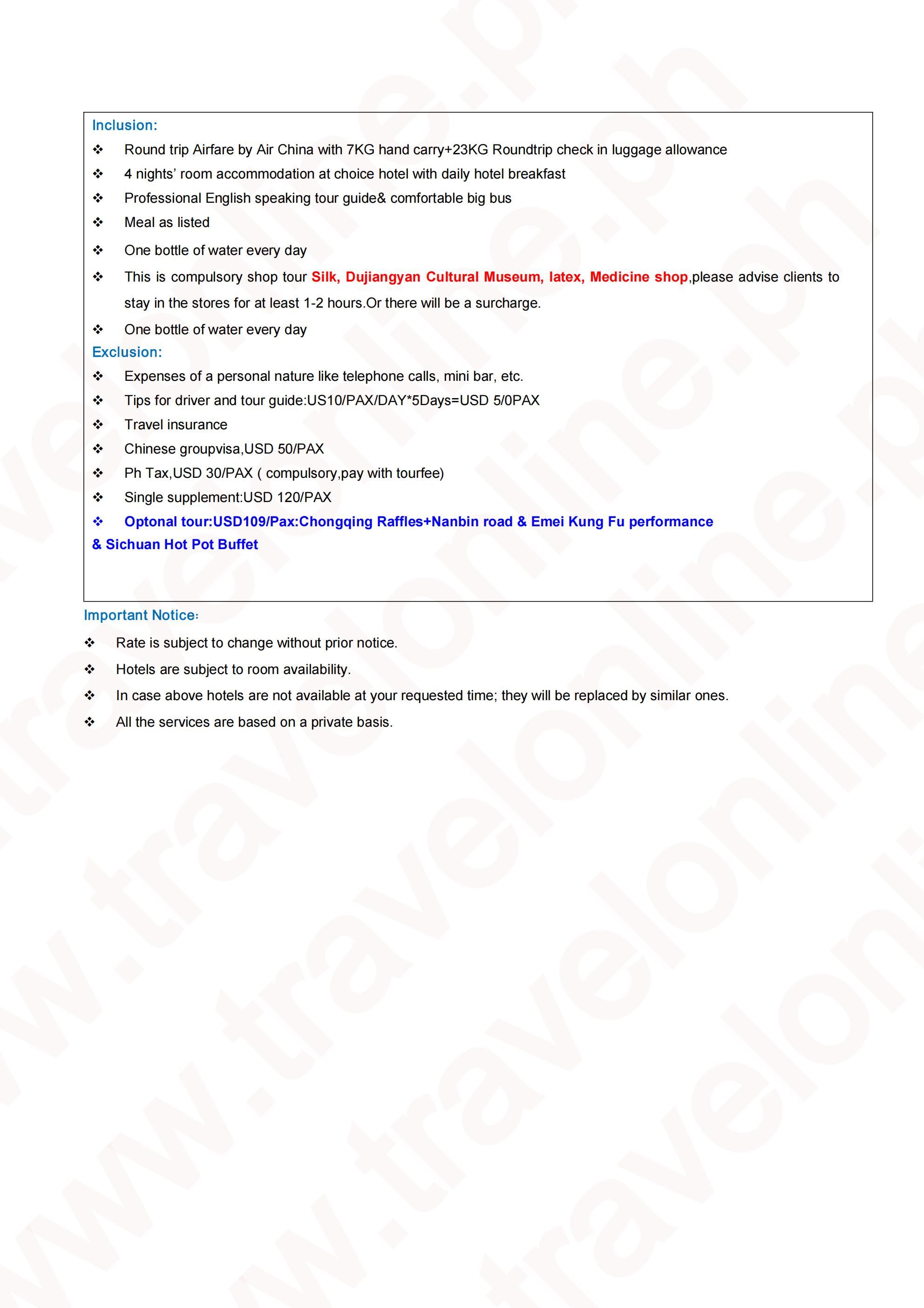 Chongqing Chengdu Leshan Magic Tour 5D4N: AS LOW AS $399/PAX itinerary