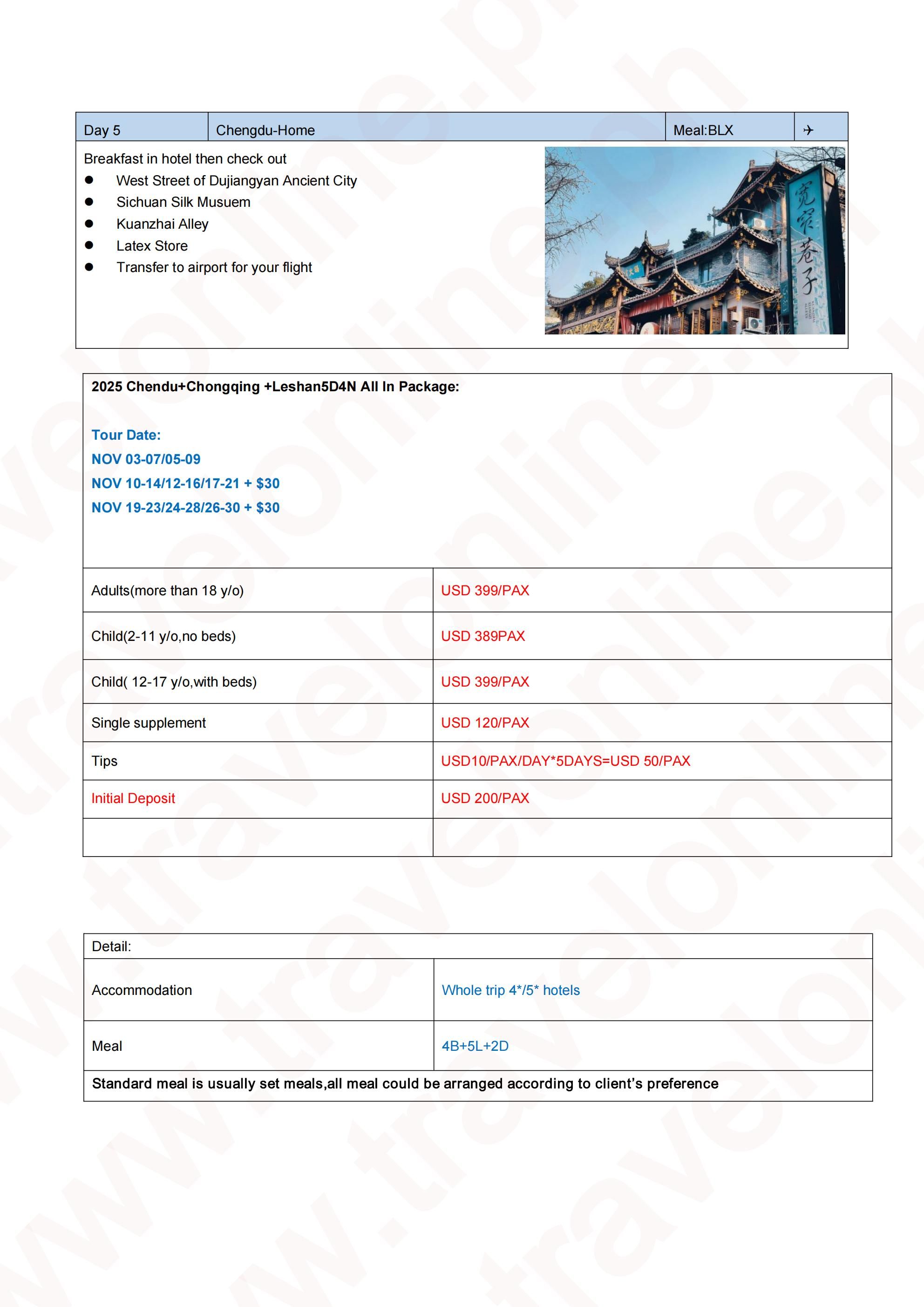 Chongqing Chengdu Leshan Magic Tour 5D4N: AS LOW AS $399/PAX itinerary
