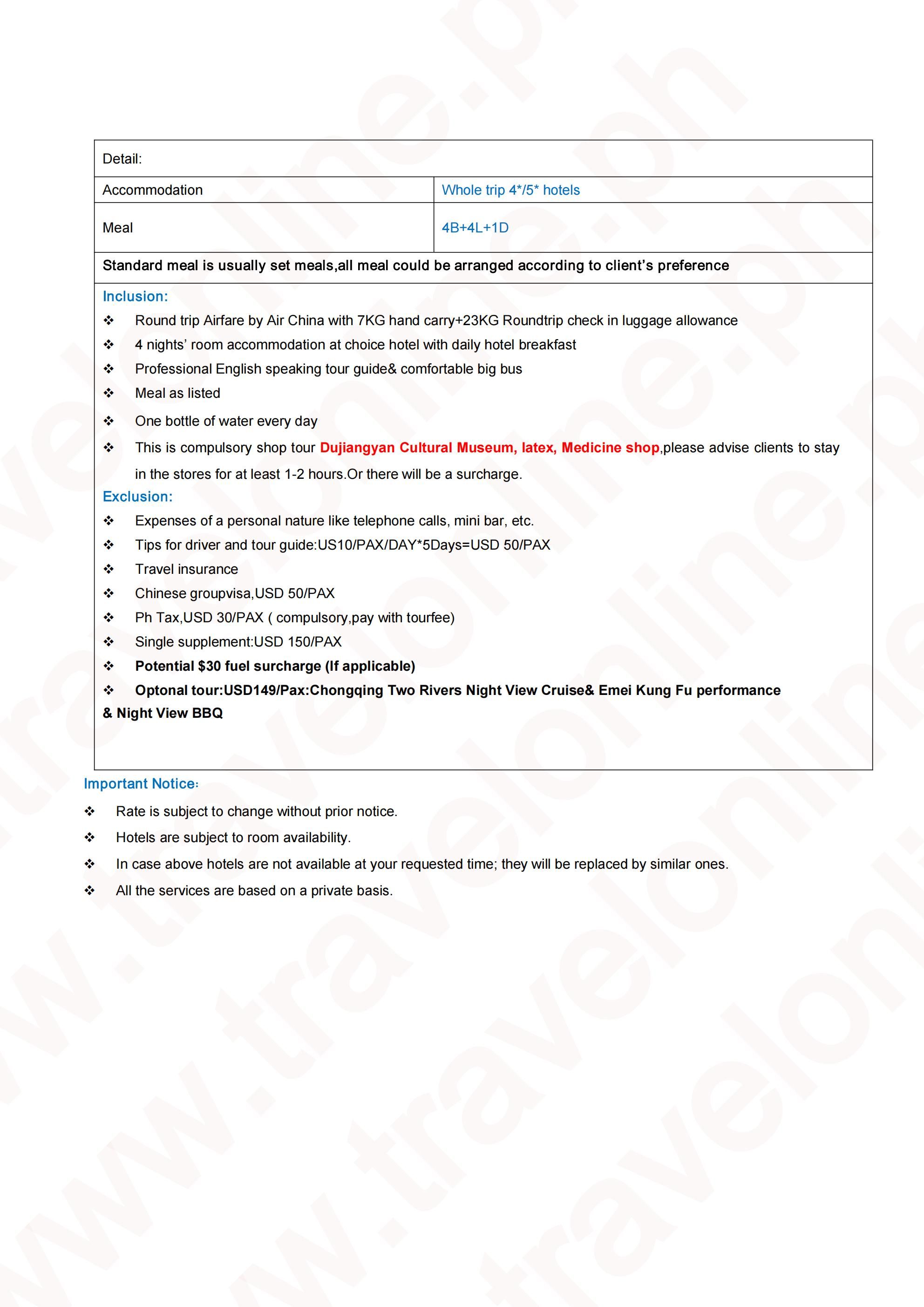 Chongqing+Leshan Magic Tour 5D4N: AS LOW AS $399/PAX itinerary