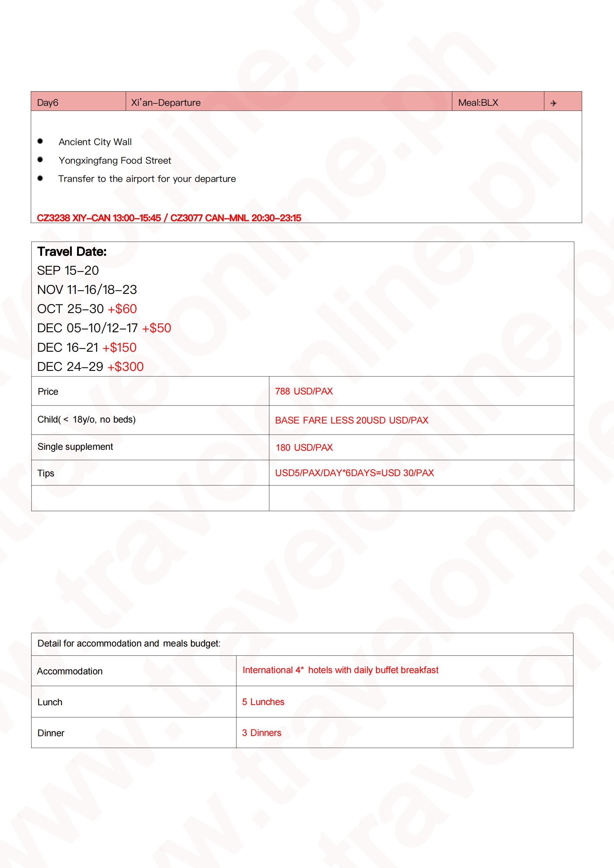 Chongqing-Chengdu-Xi'an Ultimate Tri-Cities 6D5N Package: AS LOW AS $788/PAX itinerary