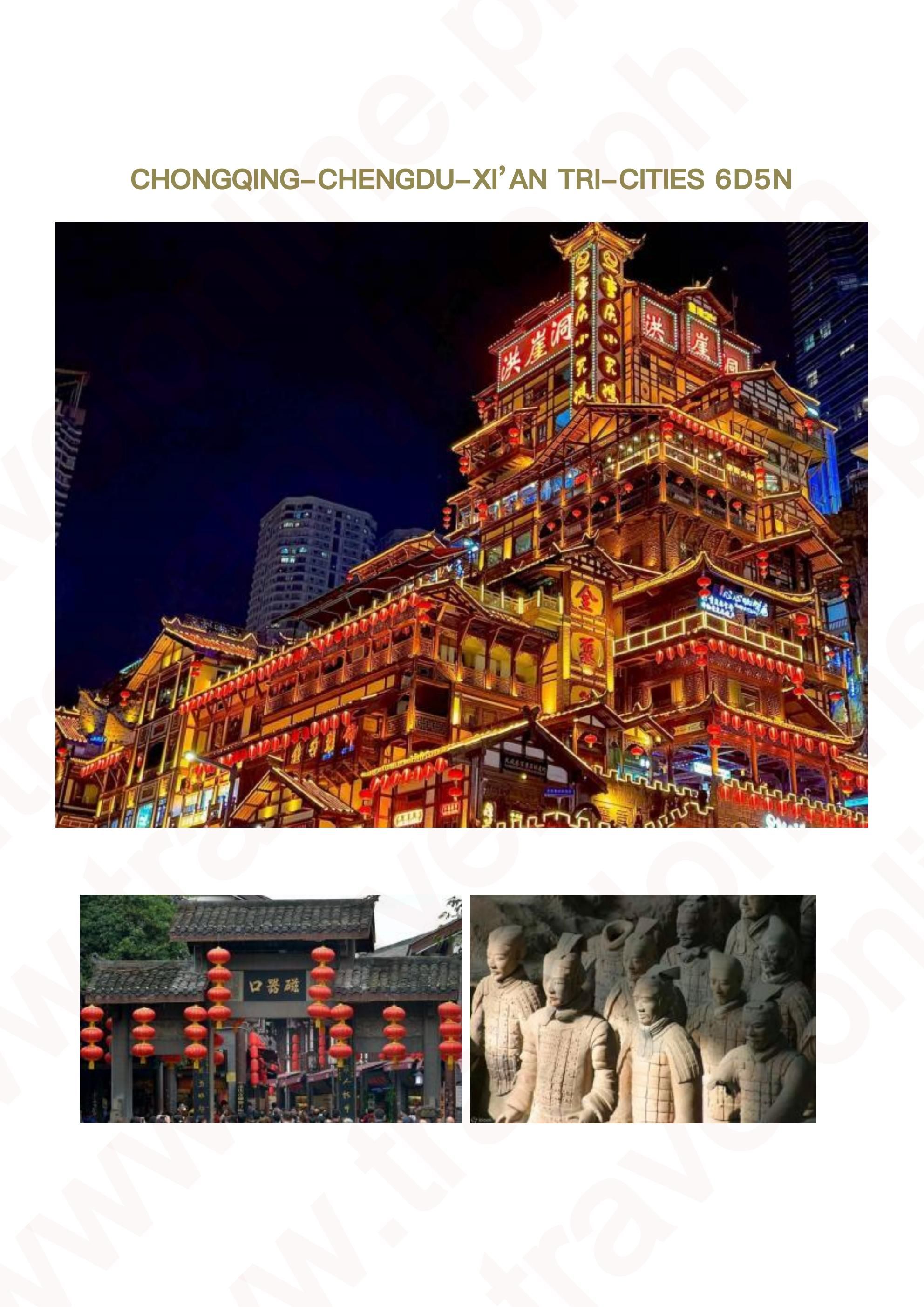Chongqing-Chengdu-Xi'an Ultimate Tri-Cities 6D5N Package: AS LOW AS $788/PAX itinerary