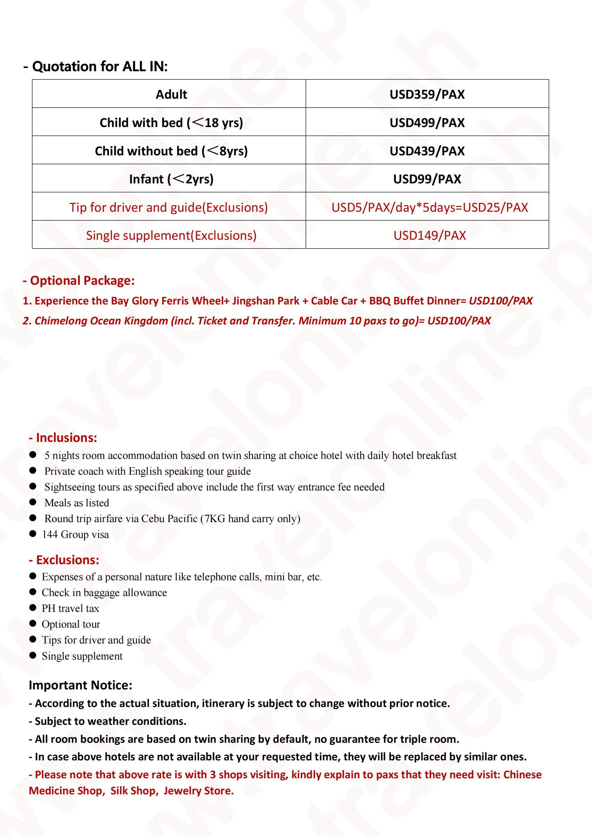 Macau+Shenzhen+Zhuhai+(Chimelong Ocean Kingdom) 6D5N: AS LOW AS $359/PAX itinerary