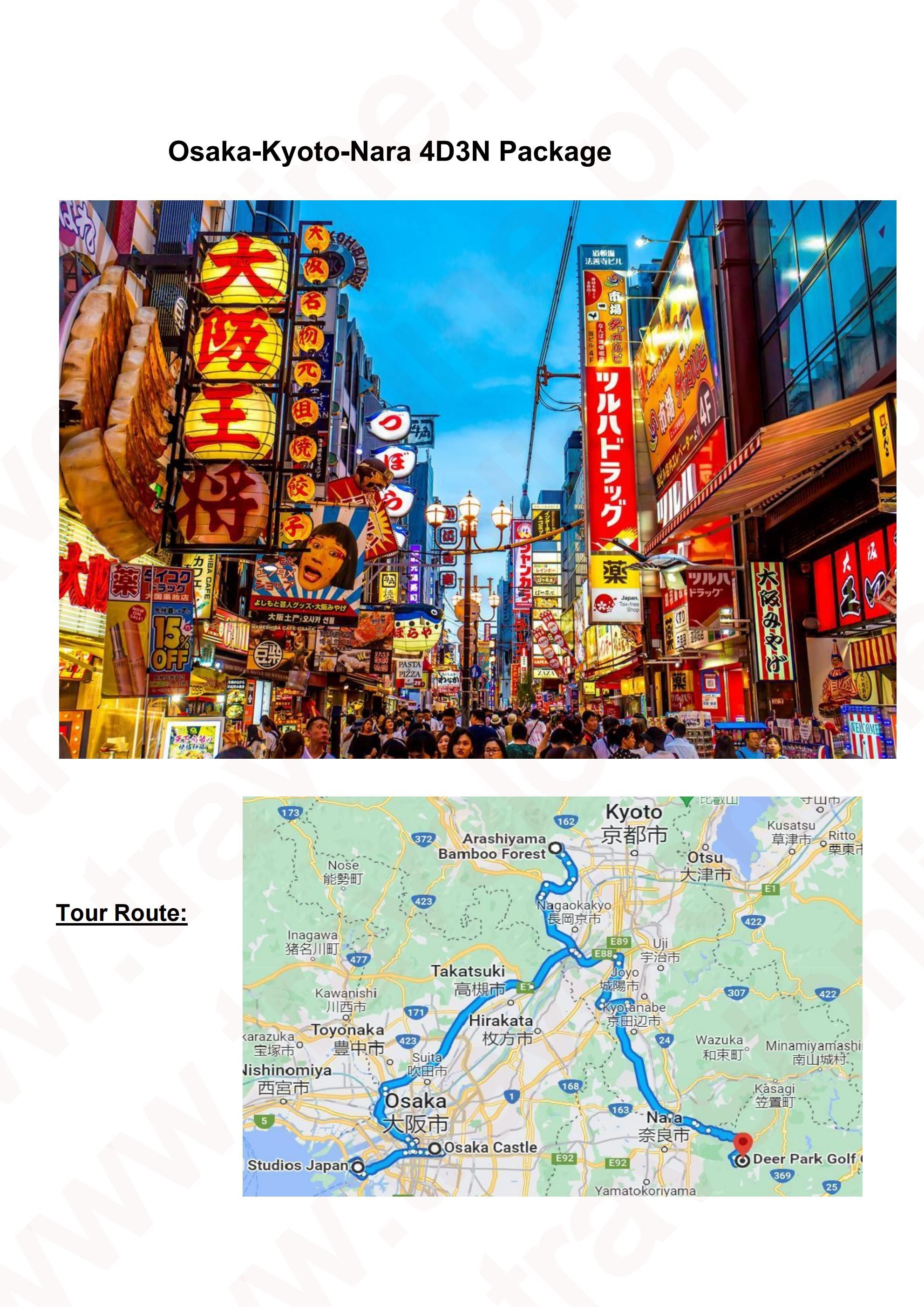 Osaka-Kyoto-Nara 4D3N Package: AS LOW AS $898/PAX itinerary
