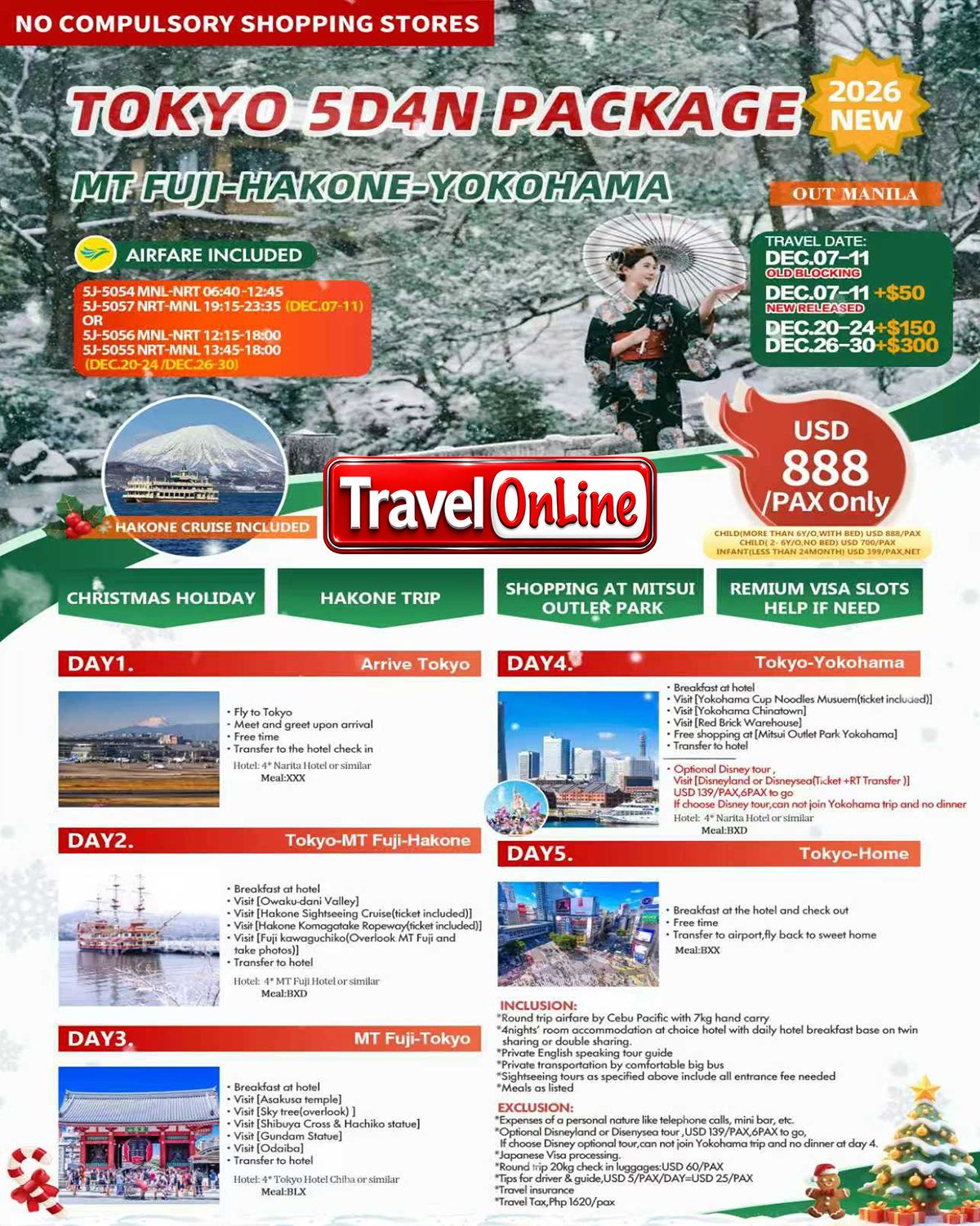 Tokyo-Mt Fuji-Hakone-Yokohama 5D4N: AS LOW AS $888/PAX promo image