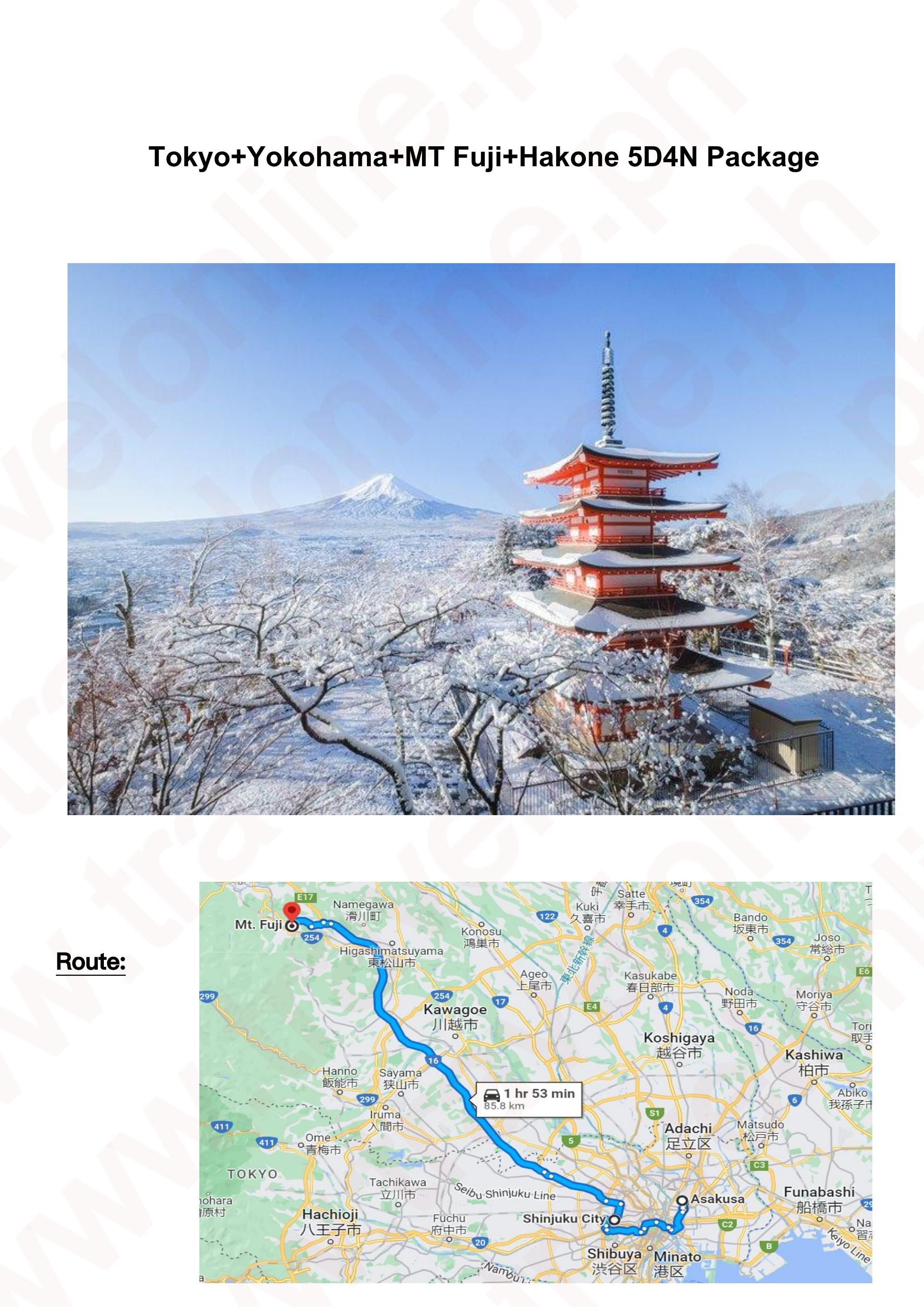 Tokyo-Mt Fuji-Hakone-Yokohama 5D4N: AS LOW AS $888/PAX itinerary