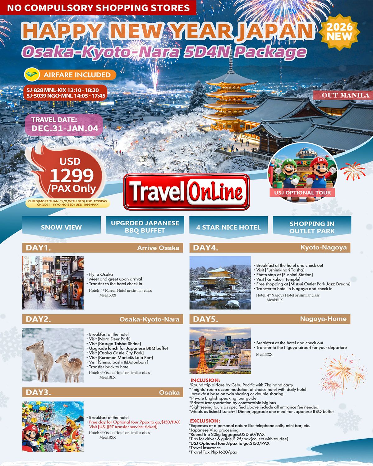 Happy New Year Japan Osaka-Kyoto-Nara 5D4N Package: AS LOW AS $1299/PAX promo image