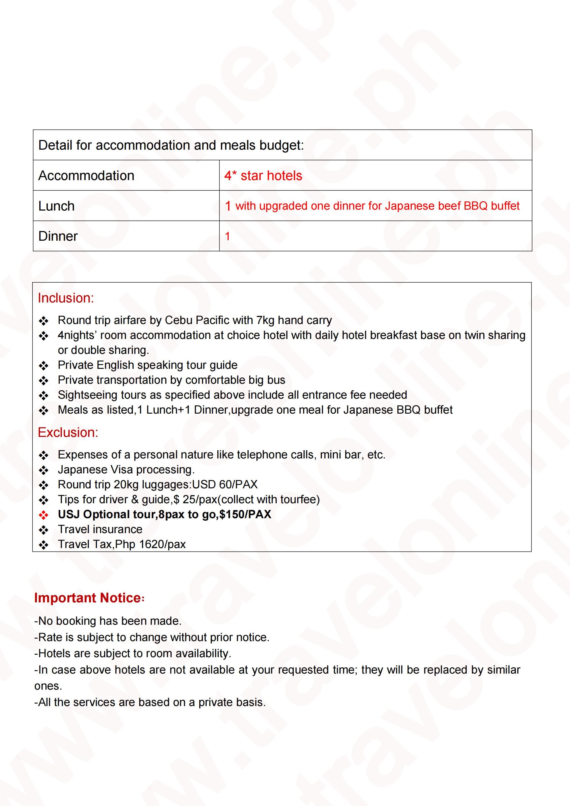 Happy New Year Japan Osaka-Kyoto-Nara 5D4N Package: AS LOW AS $1299/PAX itinerary