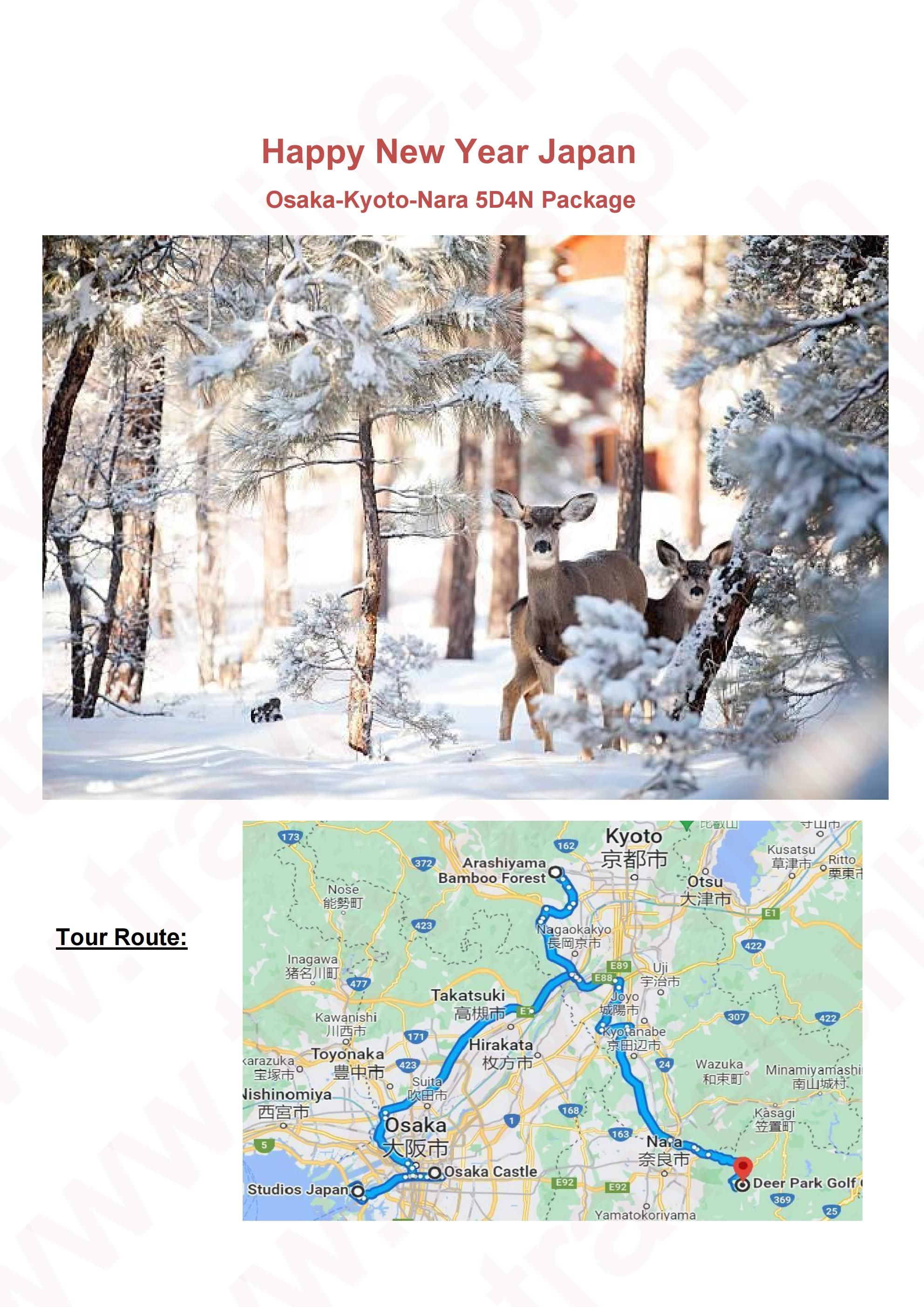 Happy New Year Japan Osaka-Kyoto-Nara 5D4N Package: AS LOW AS $1299/PAX itinerary