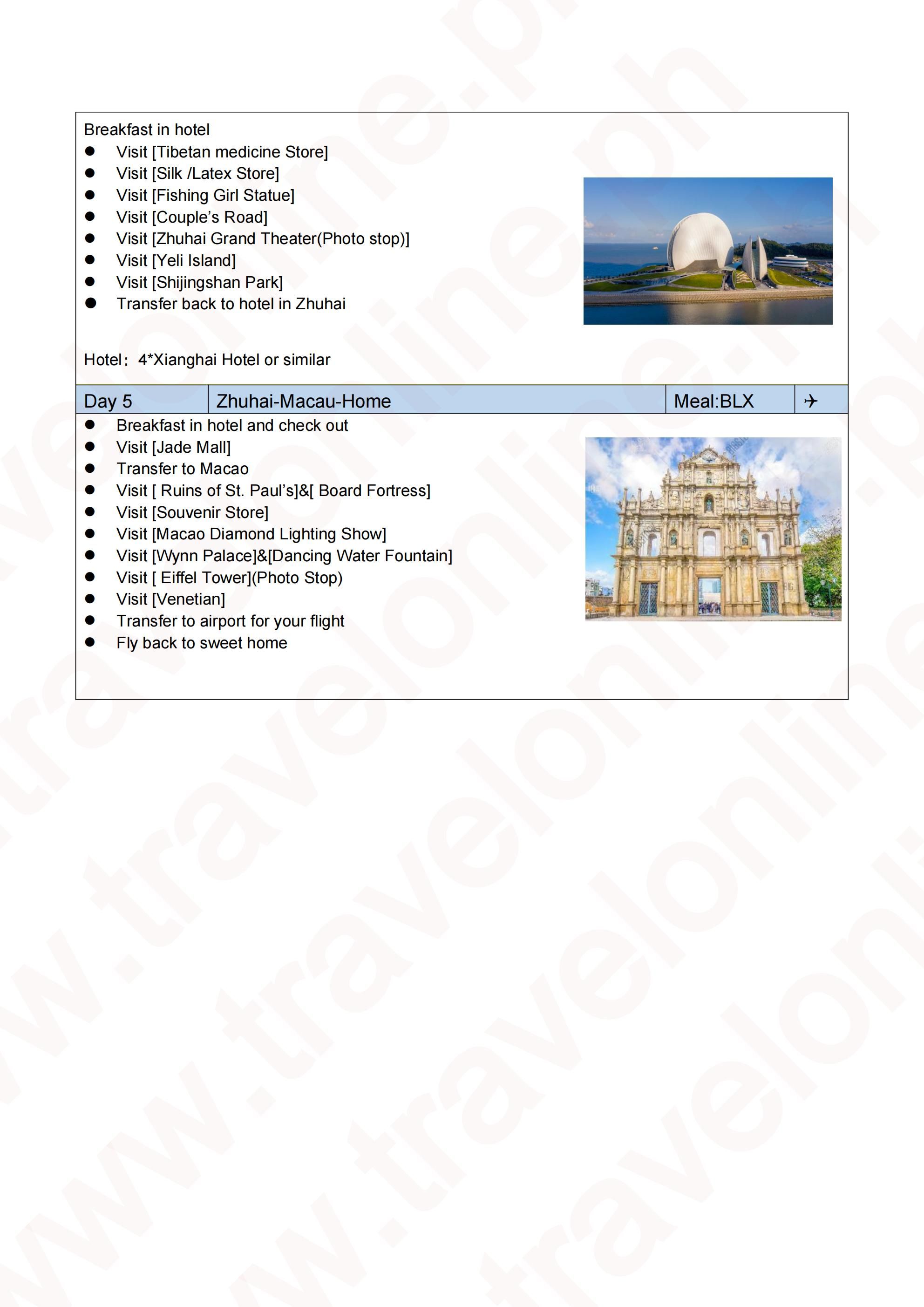 HK Disney-Macau-Shenzhen-Zhuhai 5D4N Package: AS LOW AS $399/PAX itinerary