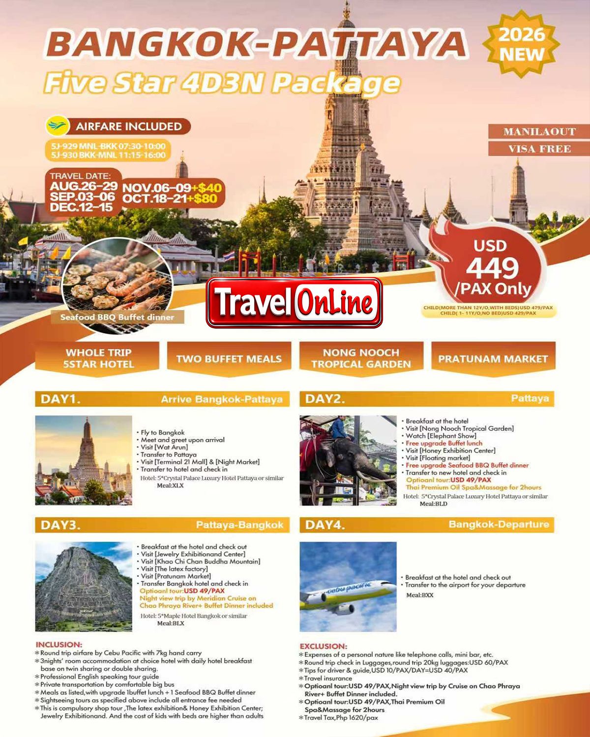 Five Star Thailand 4D3N Package: AS LOW AS $449/PAX promo image