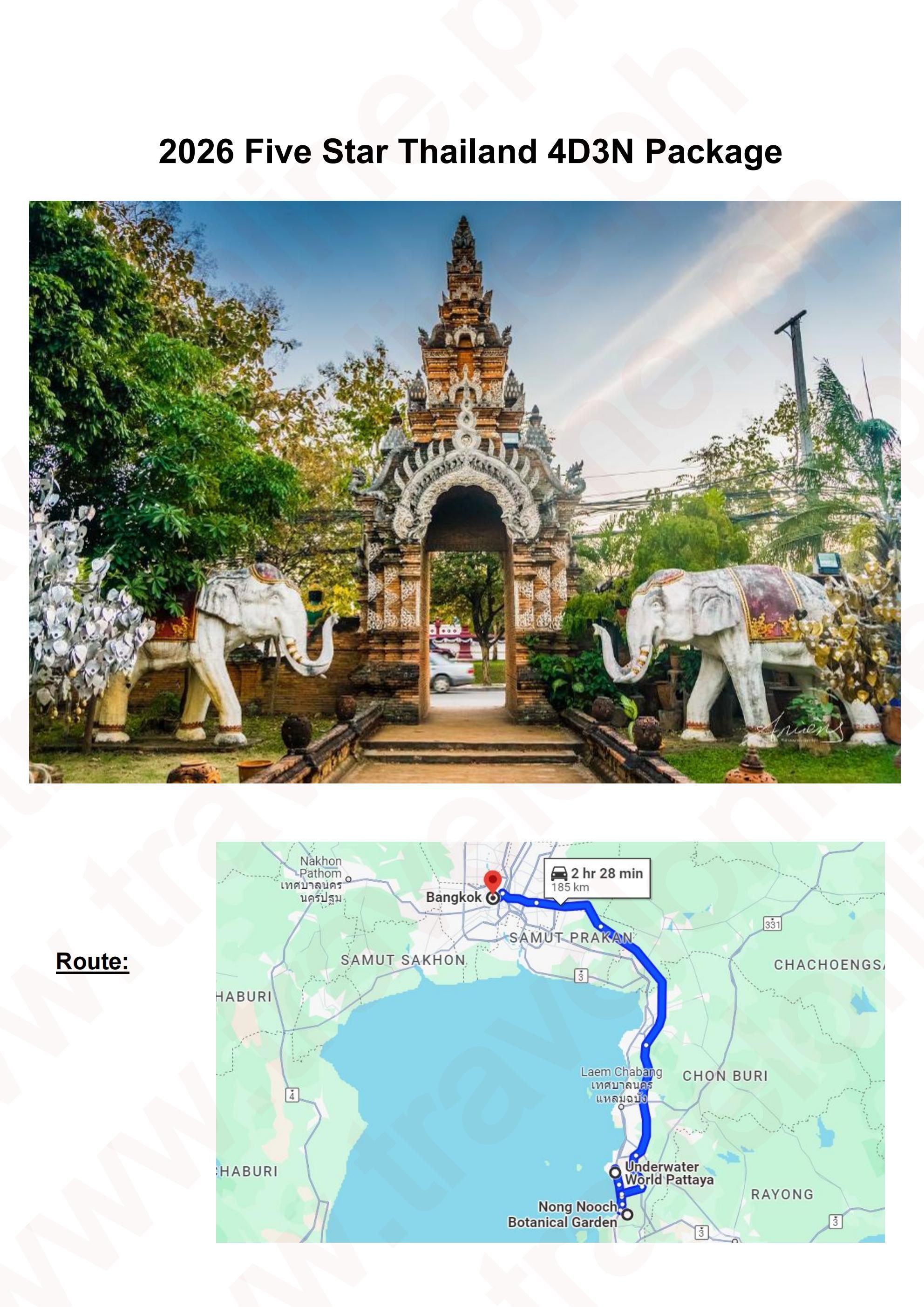 Five Star Thailand 4D3N Package: AS LOW AS $449/PAX itinerary