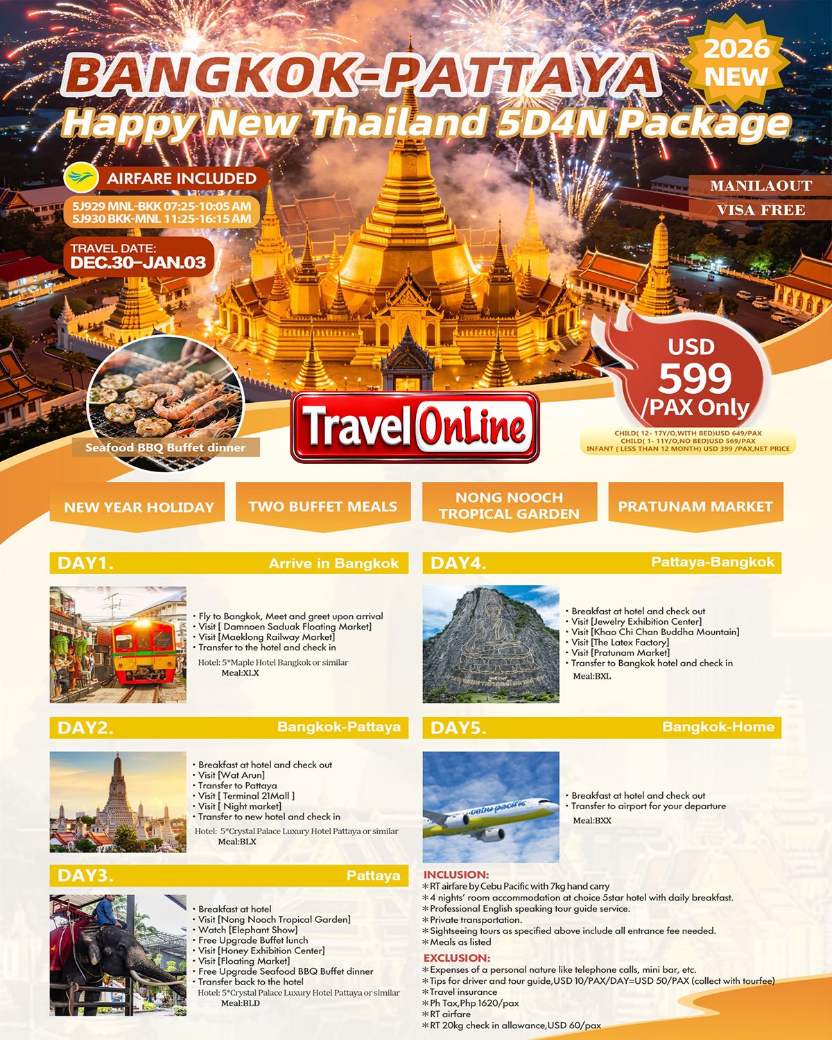 Happy New Thailand 5D4N TOUR: AS LOW AS $599/PAX promo image